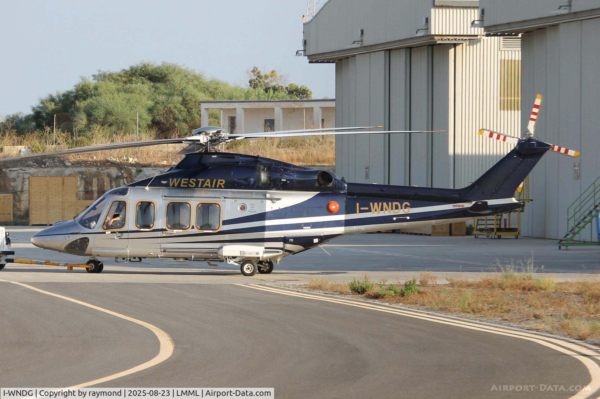 I-WNDG, Leonardo AW-139 C/N 31550, Leonardo AW-139 reg I-WNDG of Westair Helicopters being towed into GulfMed Hangar for maintenance in Malta.