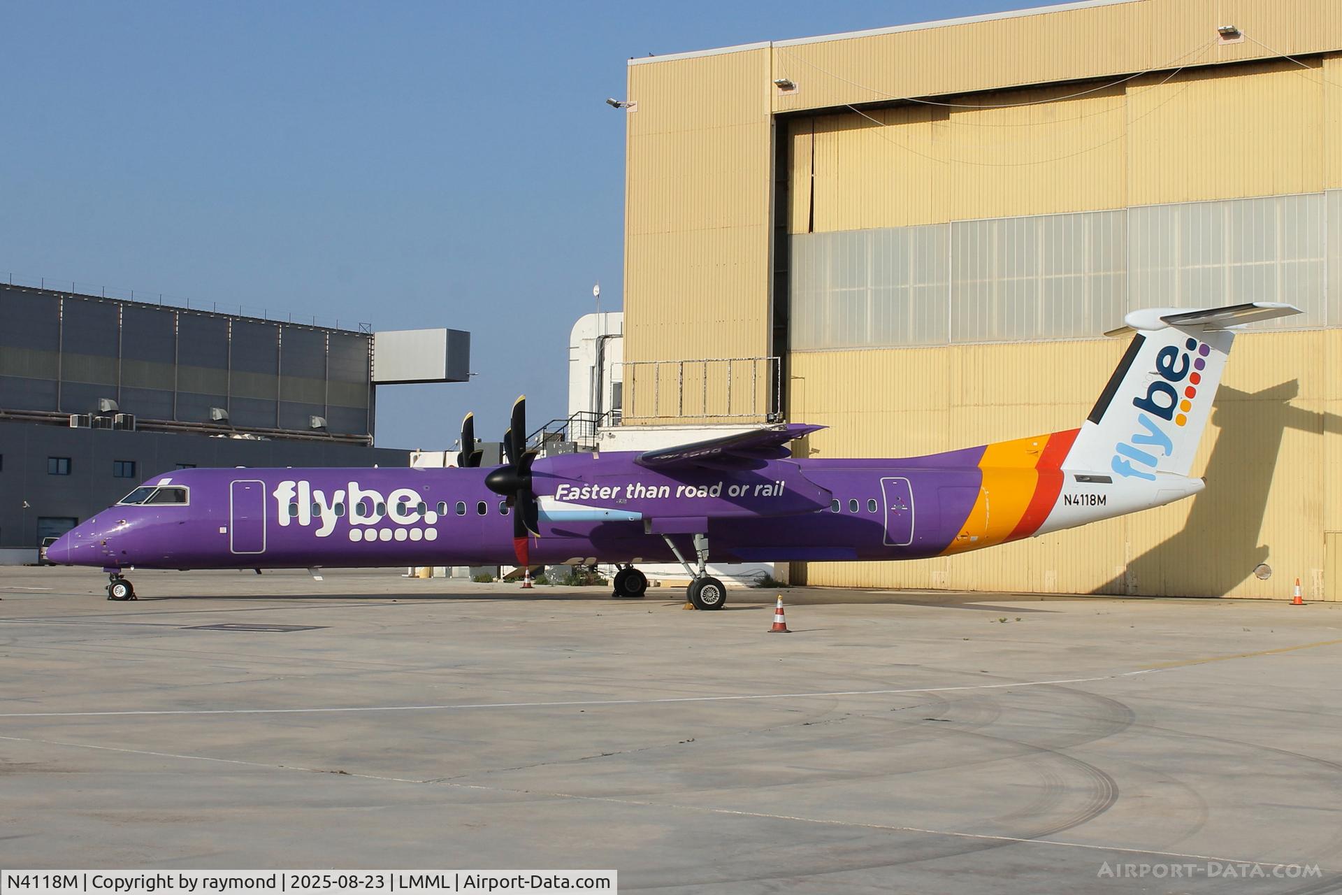 N4118M, 2006 Bombardier DHC-8-400 Dash 8 C/N 4118, Bombardier DHC-8-400 reg N4118M of FlyBe (Ex G-JECM) at MedAvia facilities in Malta.