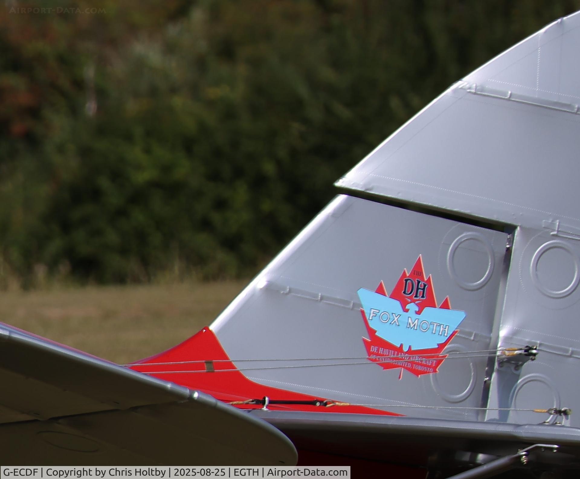 G-ECDF, 1947 De Havilland DH-83C Fox Moth C/N FM50, 1947 DH Fox Moth tail emblem