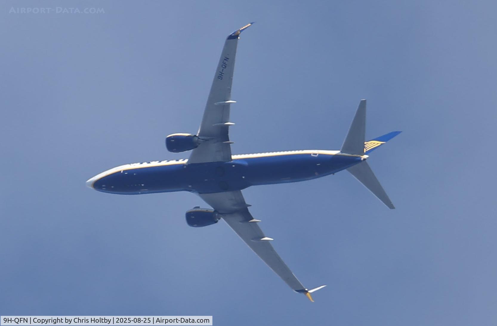 9H-QFN, Boeing 737-8AS C/N 44780, Over Potters Bar, Herts.