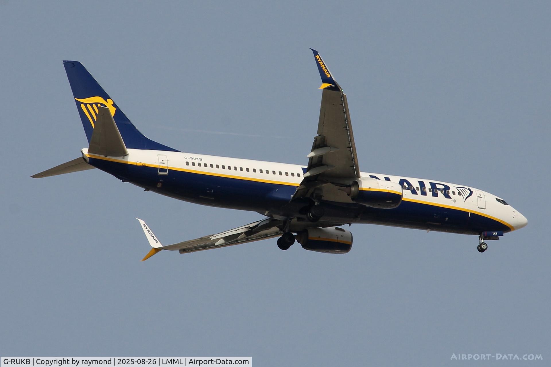 G-RUKB, 2014 Boeing 737-8AS C/N 44690, Boeing 737-8AS reg G-RUKB of Ryanair UK on final approach for RW13 Malta.