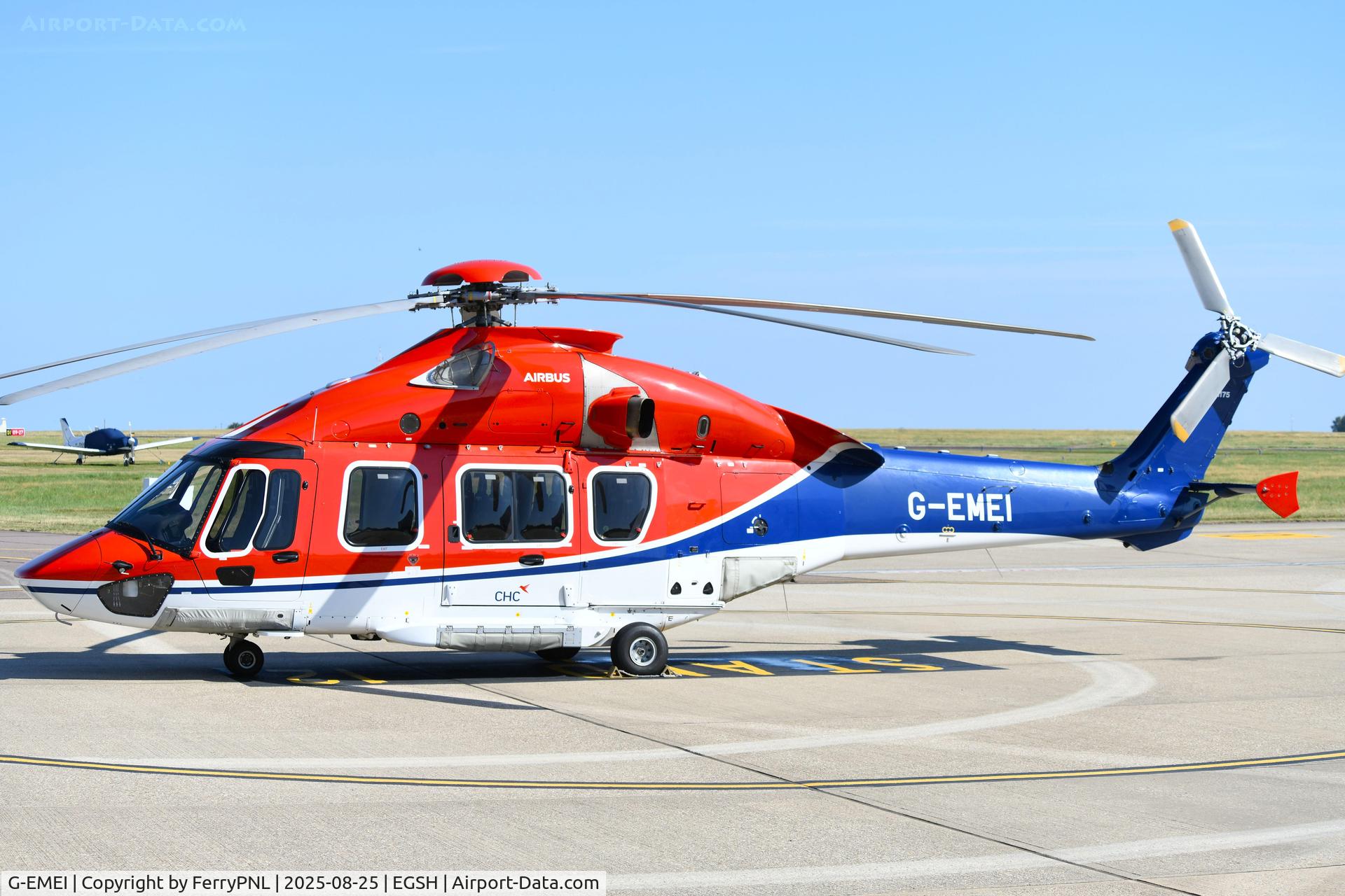 G-EMEI, 2020 Airbus Helicopters EC 175B C/N 5038, CHC EC135B parked at its base
