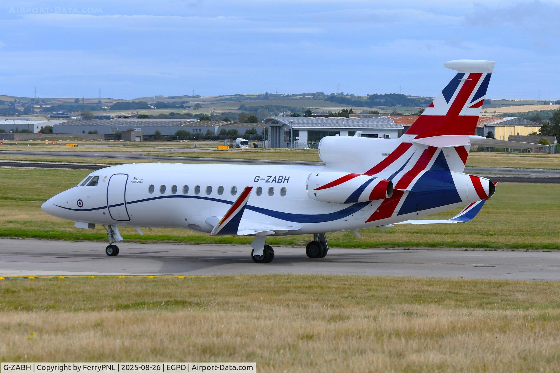 G-ZABH, 2022 Dassault Falcon 900EX C/N 327, RAF DA900EX arriving in ABZ