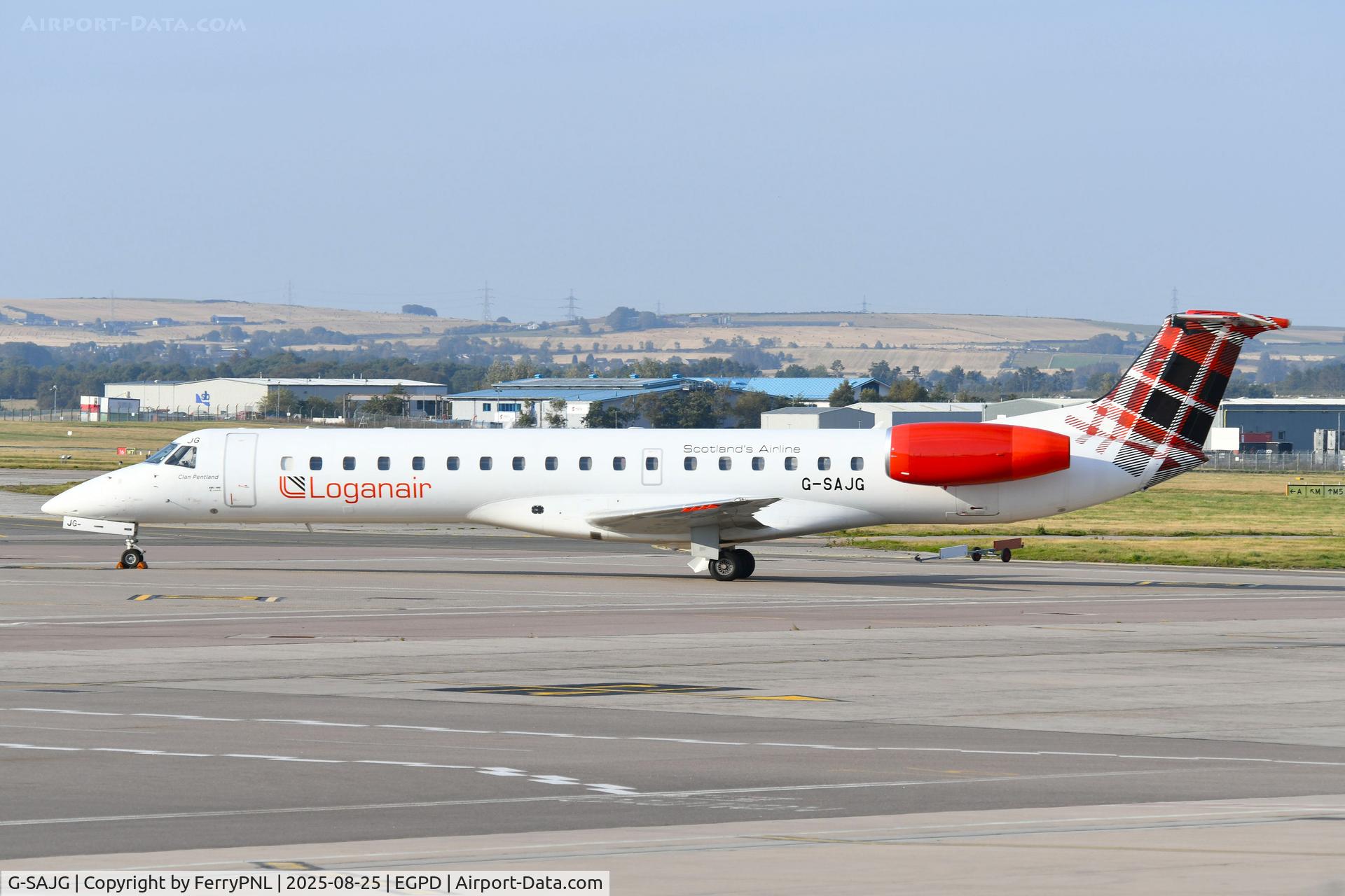 G-SAJG, 1999 Embraer EMB-145EP (ERJ-145EP) C/N 145126, Loganair ERJ145 parked on the apron