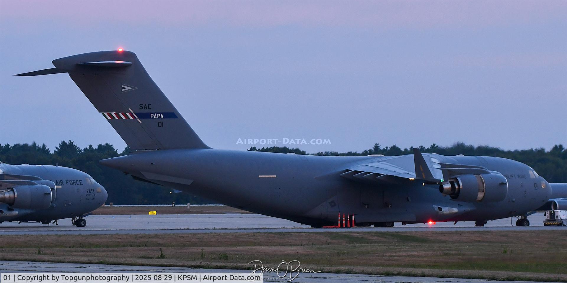 01, 2009 Boeing C-17A Globemaster III C/N SAC-01, BRK81 starting up at sunrise to depart to AZ