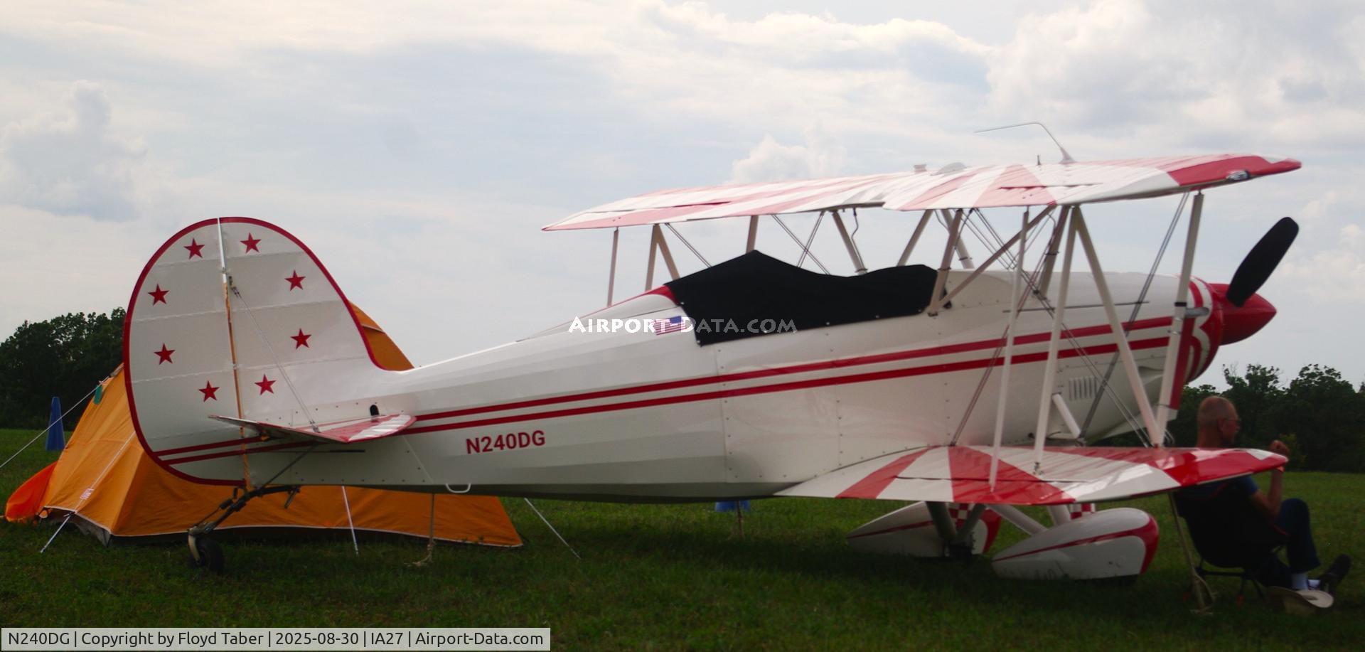 N240DG, 2014 Waco 2T-1A2 C/N 1202, Seen at the Antique Fly In 2025 in Blakesburg Iowa