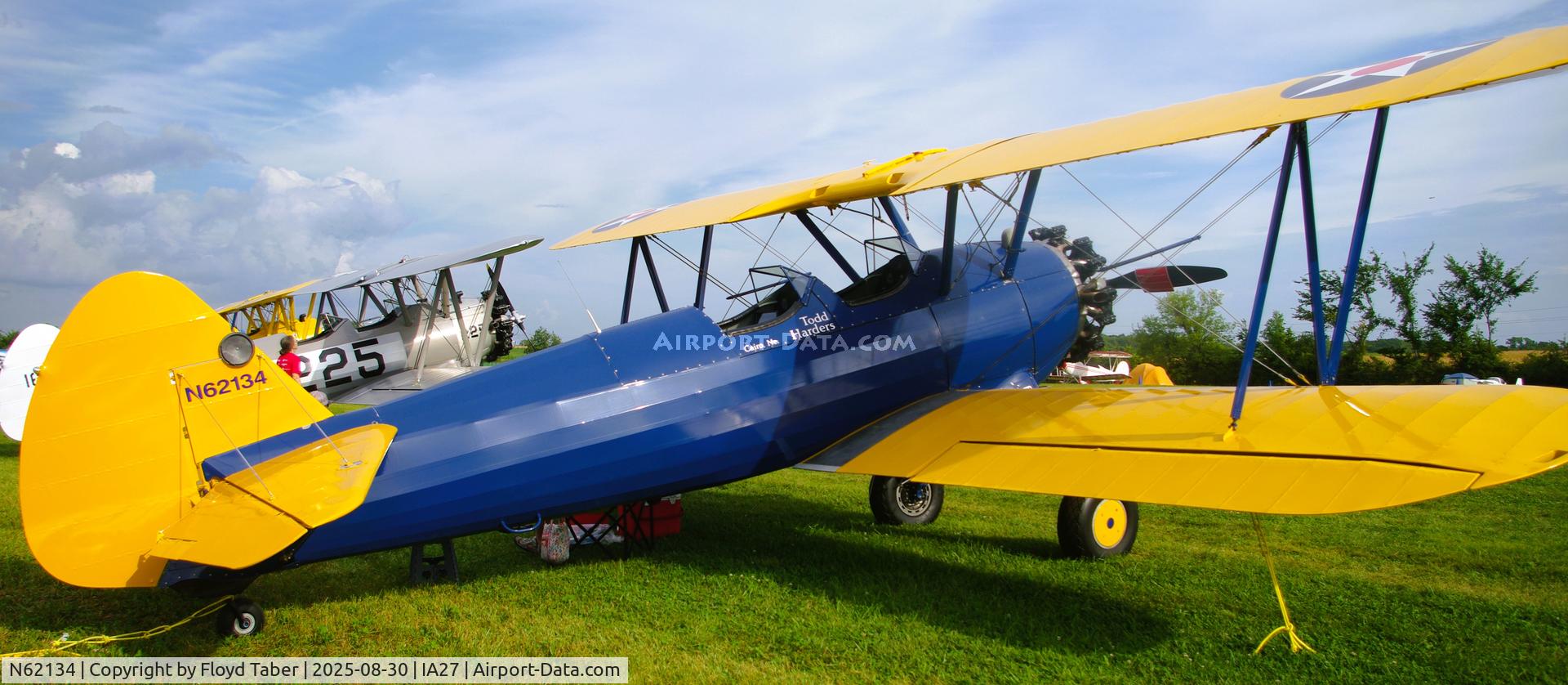 N62134, 1943 Boeing A75N1(PT17) C/N 75-3435, The Annual Blakesburg Iowa 2025 Fly In