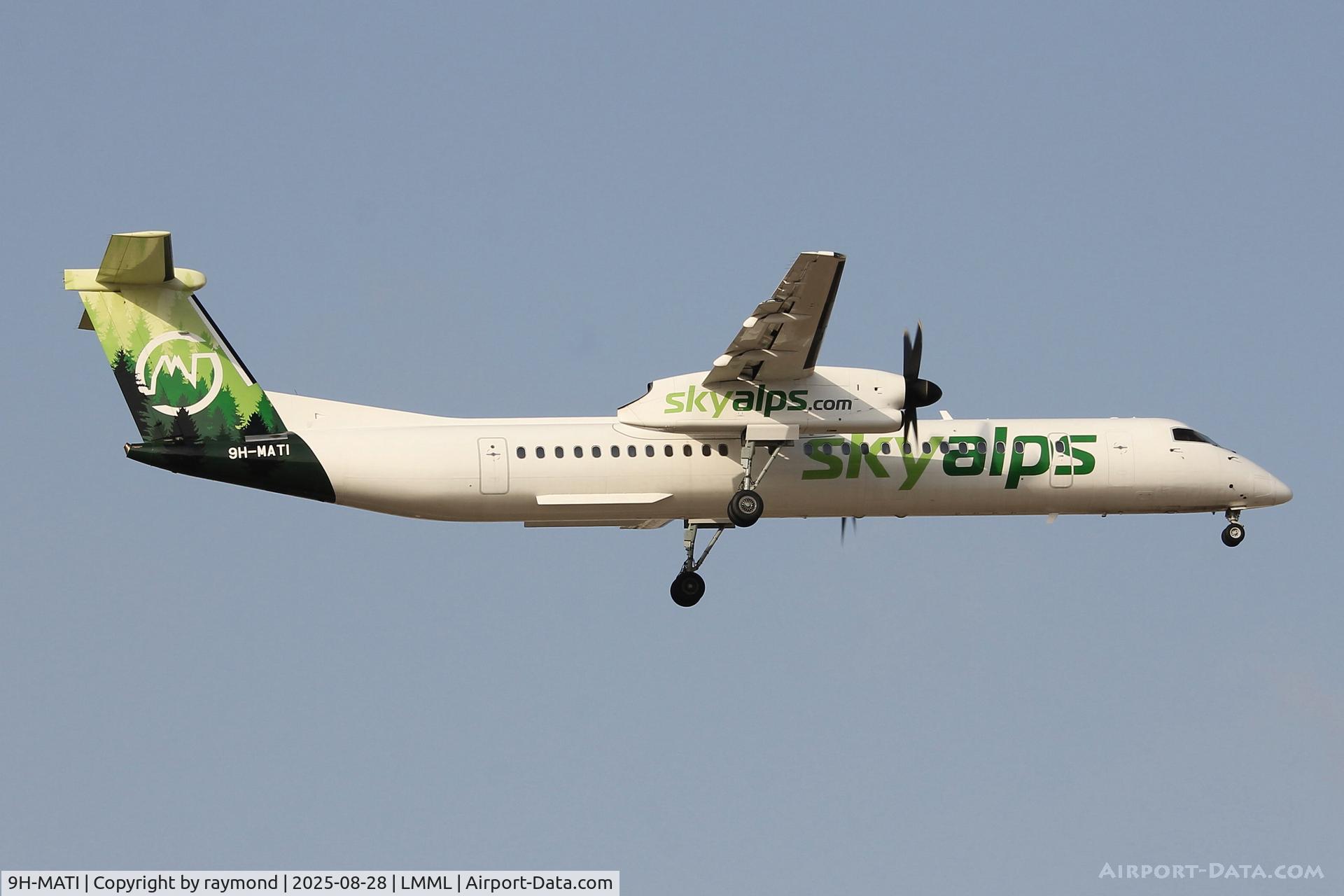 9H-MATI, 2007 De Havilland Canada DHC-8-402Q Dash 8 C/N 4157, De Havilland Canada DHC-8 -402Q reg 9H-MATI of SkyAlps landing in Malta RW13.