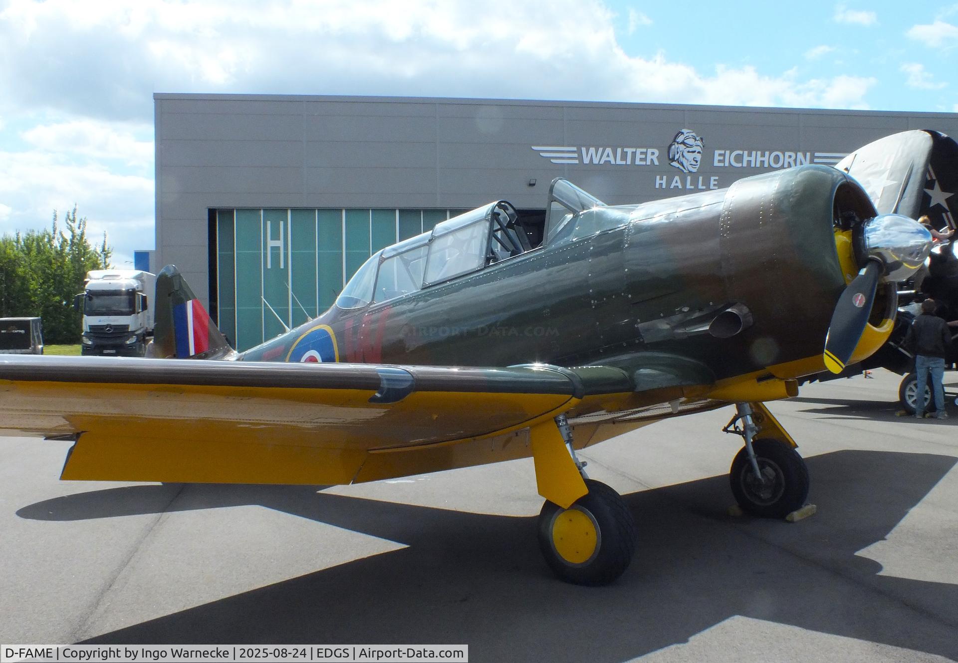 D-FAME, 1952 Canadian Car & Foundry T-6 Harvard Mk.4 C/N CCF4-77, Canadian Car & Foundry (CCF) Harvard Mk4 (North American T-6) at the 2025 Flughafenfest (airport open day) at Siegerlandflughafen (Siegerland airport), Burbach