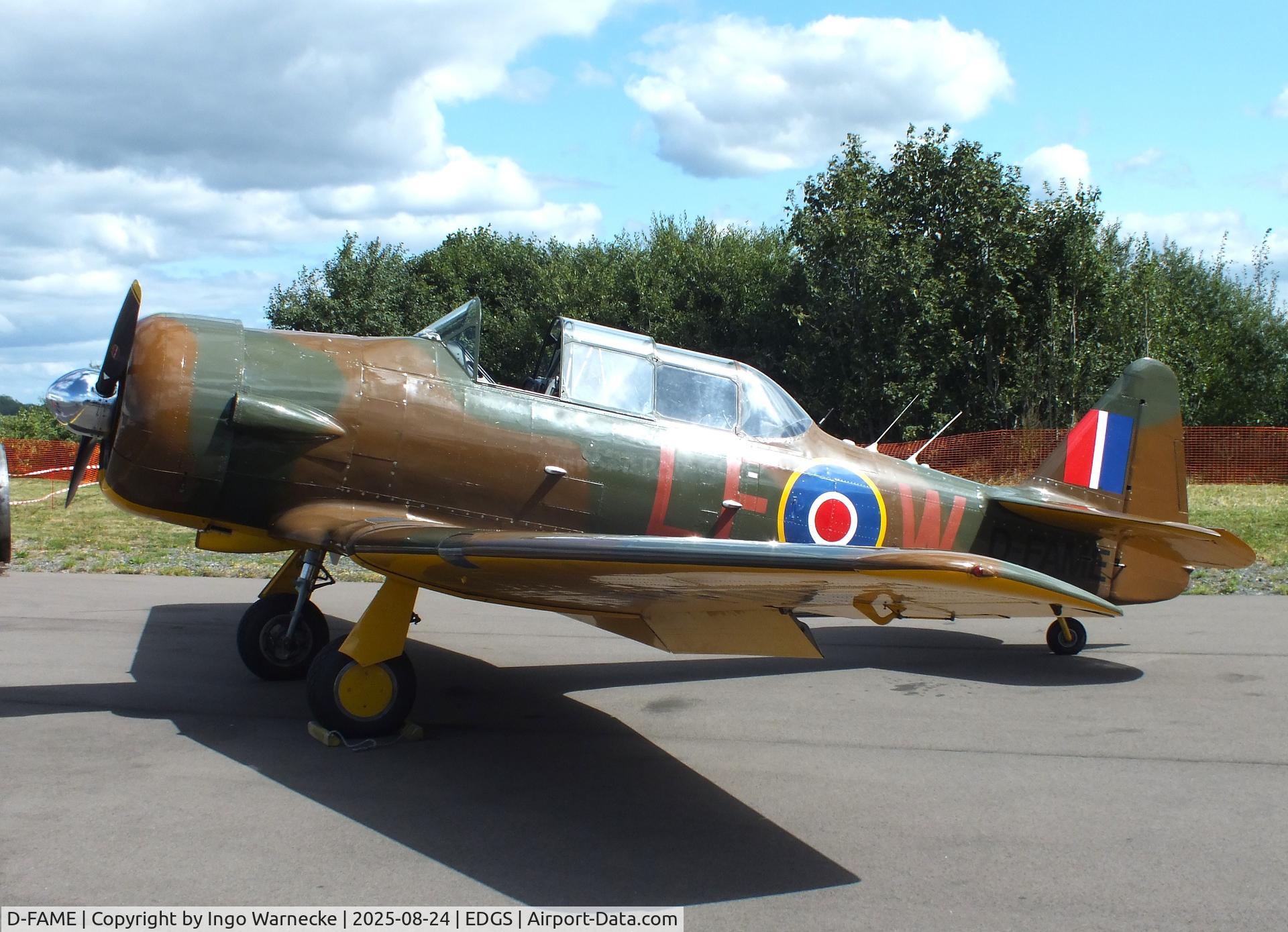 D-FAME, 1952 Canadian Car & Foundry T-6 Harvard Mk.4 C/N CCF4-77, Canadian Car & Foundry (CCF) Harvard Mk4 (North American T-6) at the 2025 Flughafenfest (airport open day) at Siegerlandflughafen (Siegerland airport), Burbach