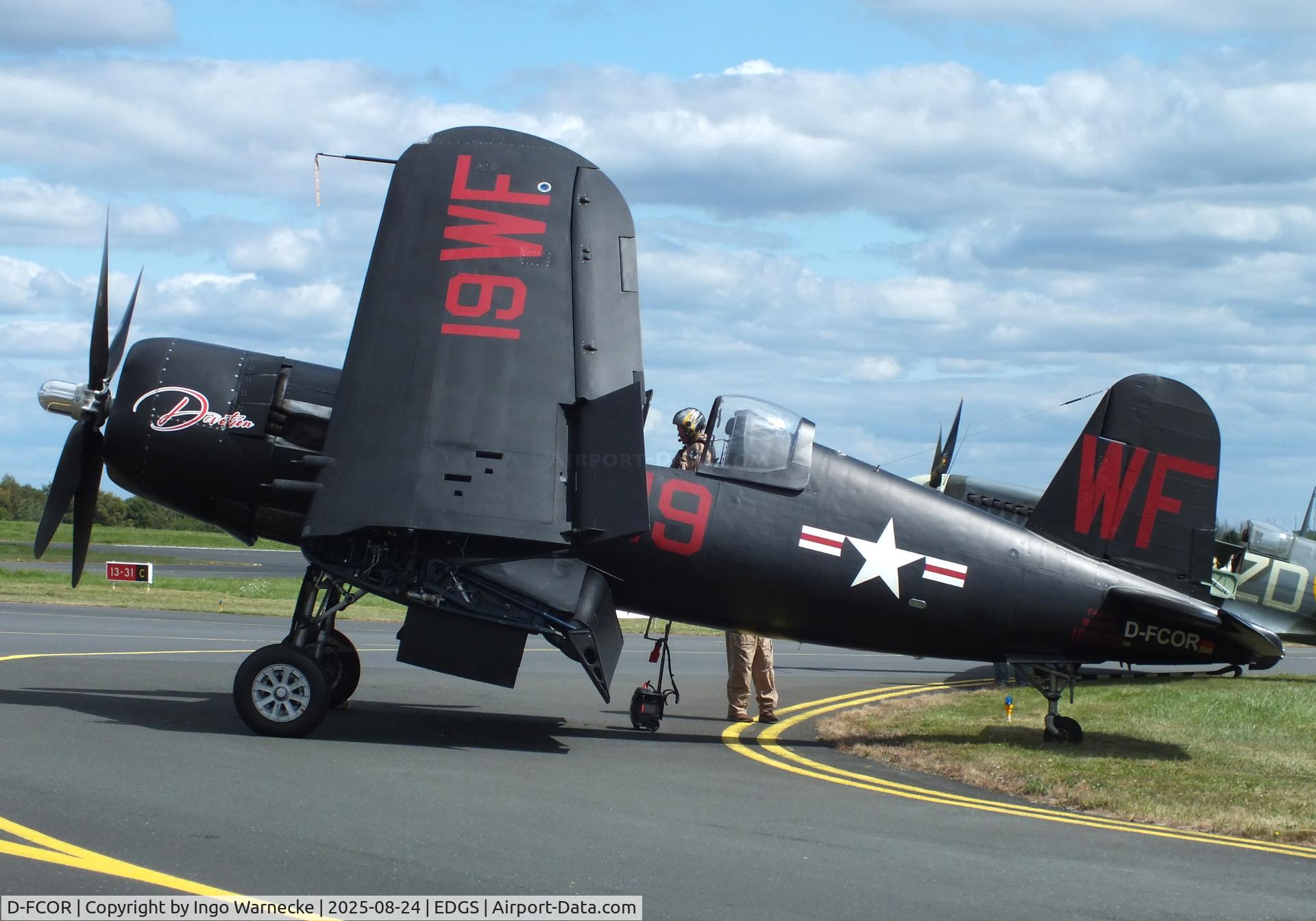 D-FCOR, 1950 Vought F4U-5NL Corsair C/N 124541, Vought F4U-5NL Corsair at the 2025 Flughafenfest (airport open day) at Siegerlandflughafen (Siegerland airport), Burbach