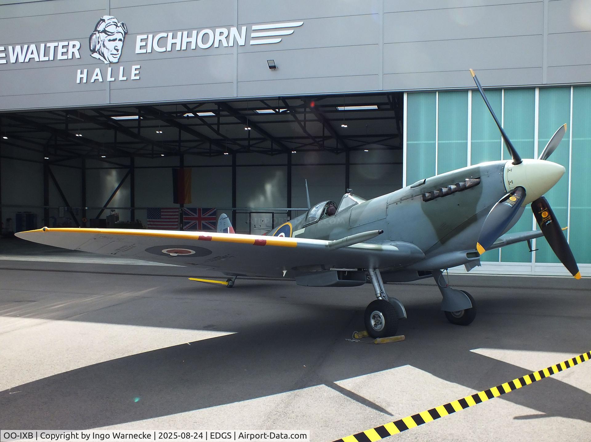 OO-IXB, 1943 Supermarine 361 Spitfire LF9C C/N CBAF.IX.533, Supermarine Spitfire LF IXc at the 2025 Flughafenfest (airport open day) at Siegerlandflughafen (Siegerland airport), Burbach