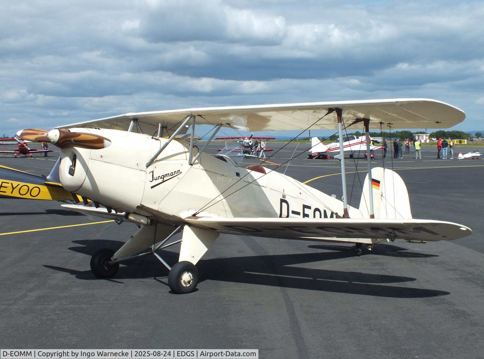 D-EOMM, 1954 CASA 1-131E Jungmann C/N 2001, CASA 1.131E (E3B) (spanish license built Bücker Bü 131 Jungmann) at the 2025 Flughafenfest (airport open day) at Siegerlandflughafen (Siegerland airport), Burbach