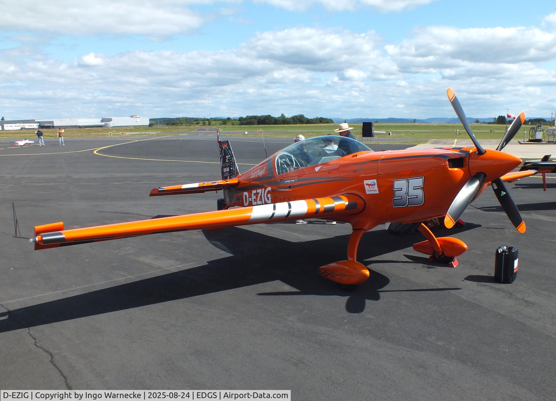 D-EZIG, Extra EA-300LC C/N LC030, Extra EA-330LX at the 2025 Flughafenfest (airport open day) at Siegerlandflughafen (Siegerland airport), Burbach