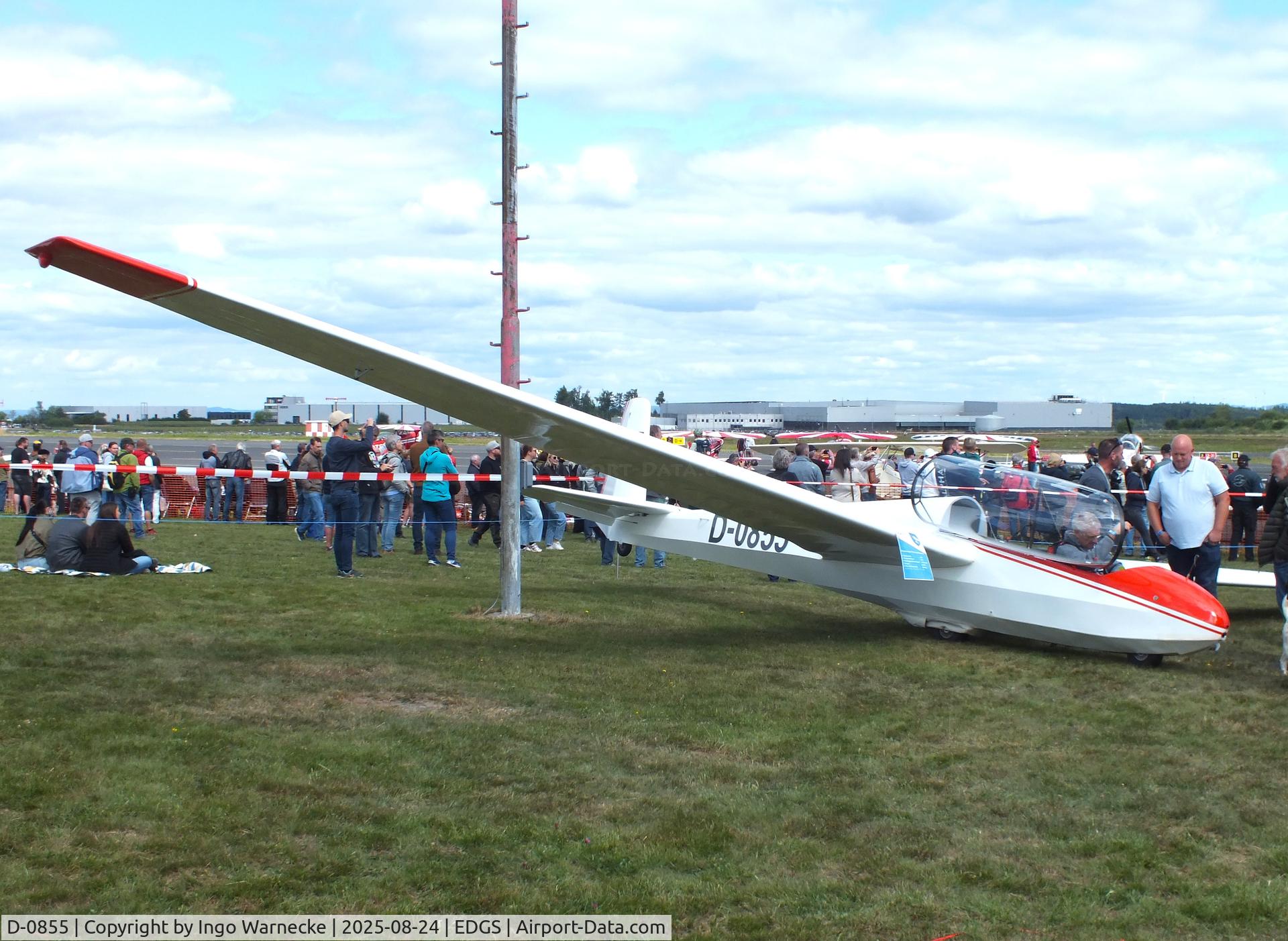 D-0855, 1972 Schleicher ASK-13 C/N 13362, Schleicher ASK-13 at the 2025 Flughafenfest (airport open day) at Siegerlandflughafen (Siegerland airport), Burbach