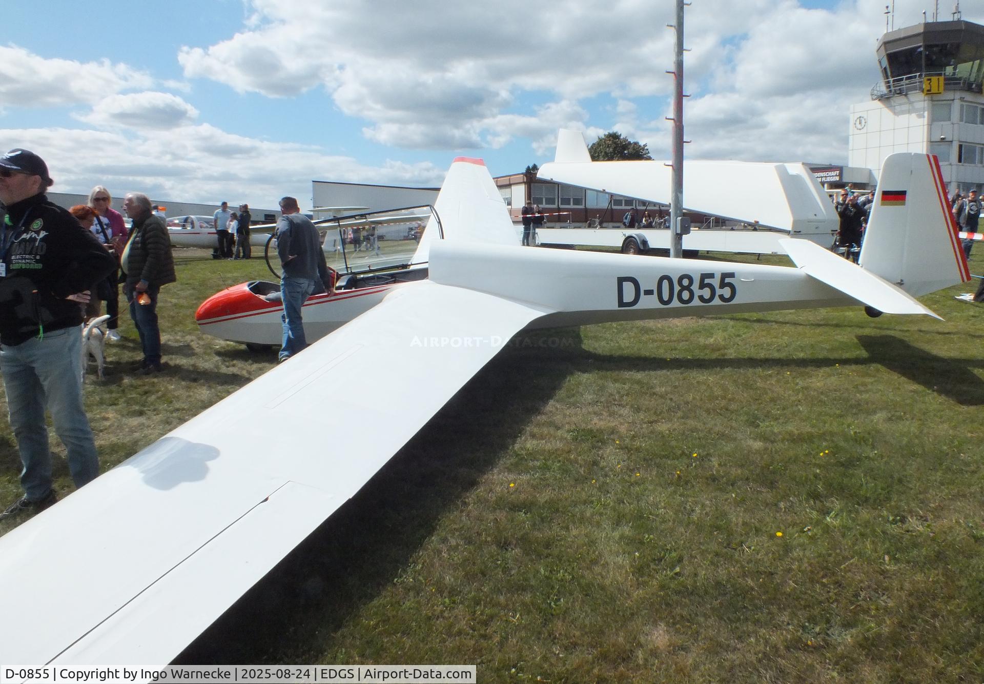 D-0855, 1972 Schleicher ASK-13 C/N 13362, Schleicher ASK-13 at the 2025 Flughafenfest (airport open day) at Siegerlandflughafen (Siegerland airport), Burbach