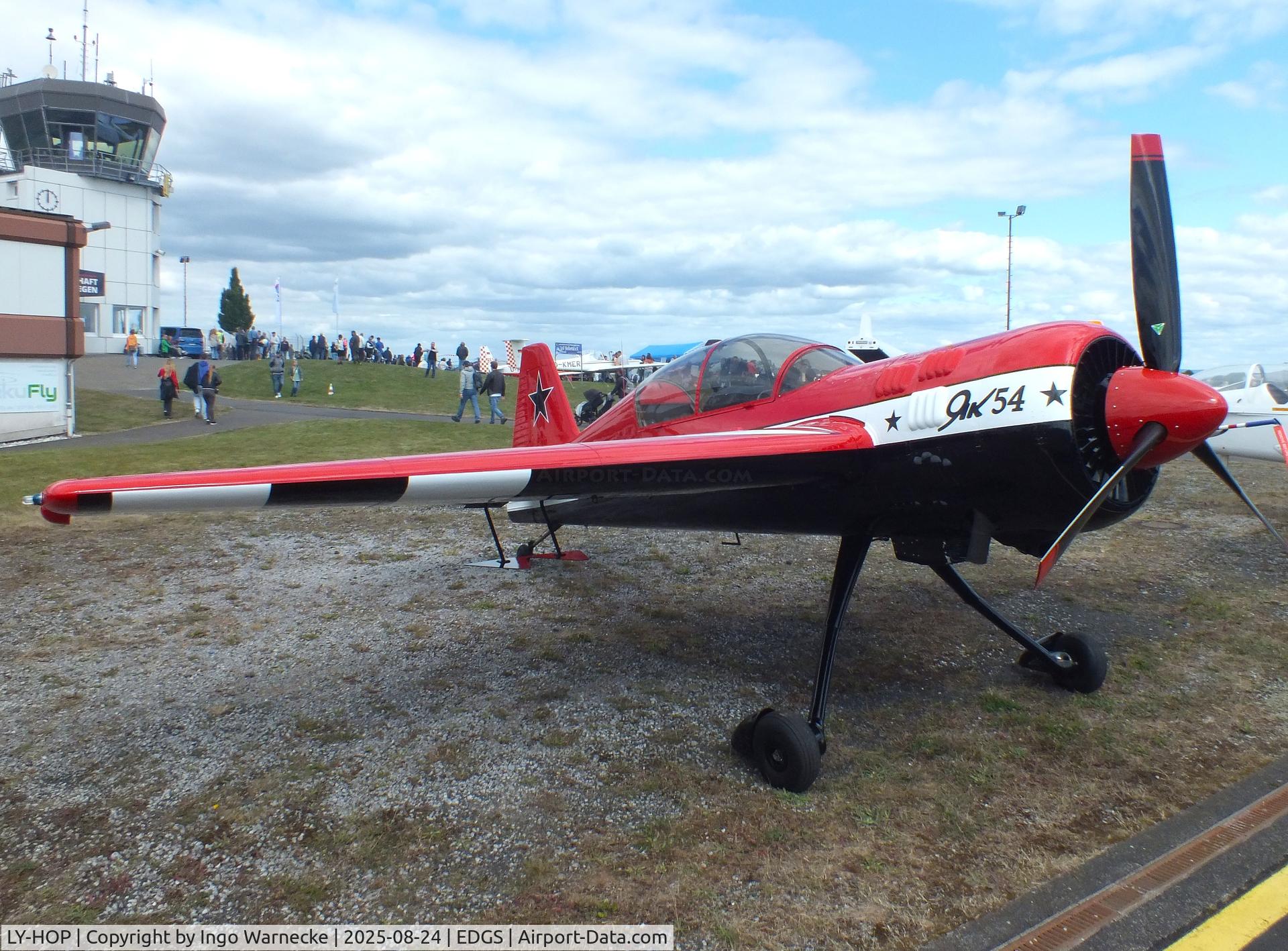 LY-HOP, Yakovlev Yak-54B C/N 03001, Yakovlev Yak-54B at the 2025 Flughafenfest (airport open day) at Siegerlandflughafen (Siegerland airport), Burbach
