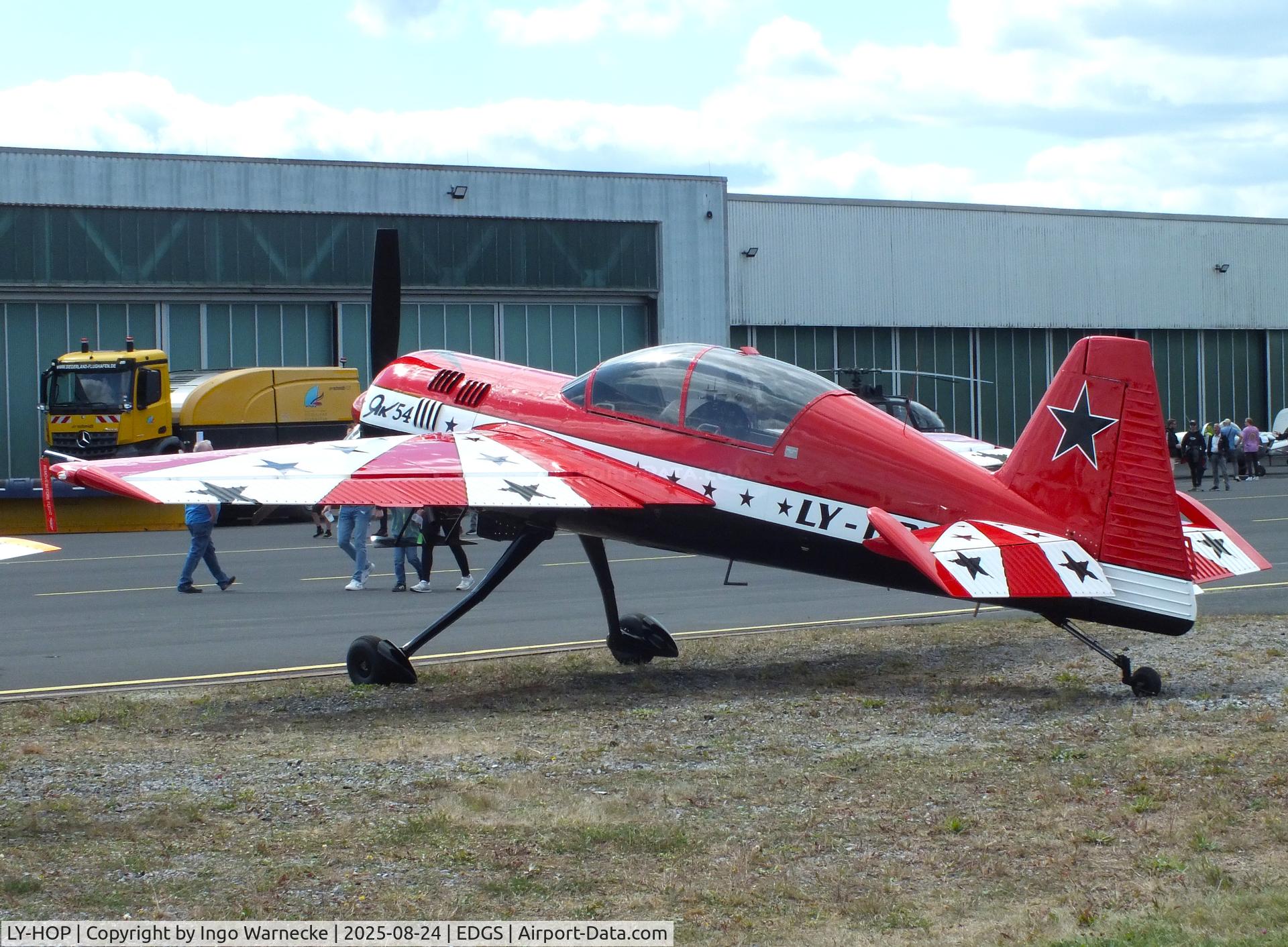 LY-HOP, Yakovlev Yak-54B C/N 03001, Yakovlev Yak-54B at the 2025 Flughafenfest (airport open day) at Siegerlandflughafen (Siegerland airport), Burbach