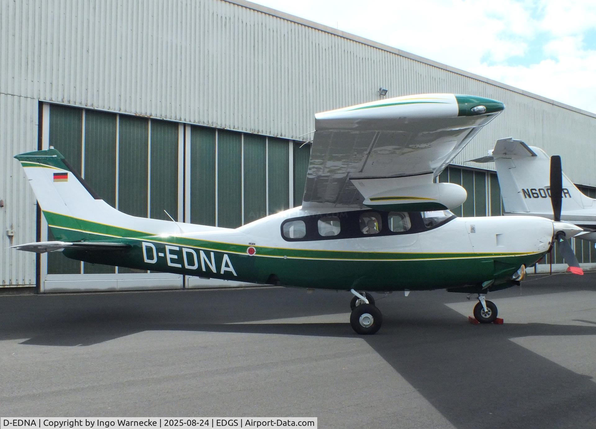 D-EDNA, 1979 Cessna P210N Pressurised Centurion C/N P21000447, Cessna P210N Silver Eagle (turboprop conversion with Rolls-Royce (Allison) 250-B17F) at the 2025 Flughafenfest (airport open day) at Siegerlandflughafen (Siegerland airport), Burbach