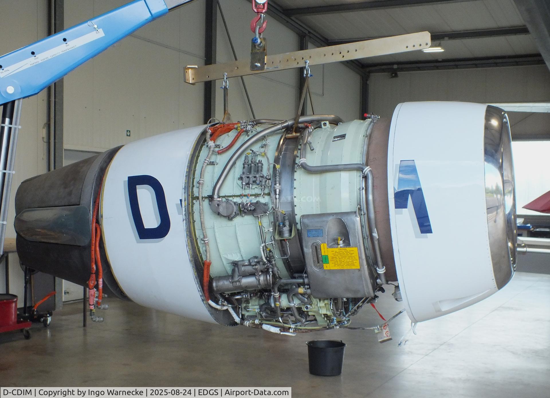 D-CDIM, 1990 Gates Learjet 35A C/N 35-664, Gates Learjet 35A, undergoing maintenance at Siegerlandflughafen (Siegerland airport), Burbach during the 2025 Flughafenfest (airport open day)