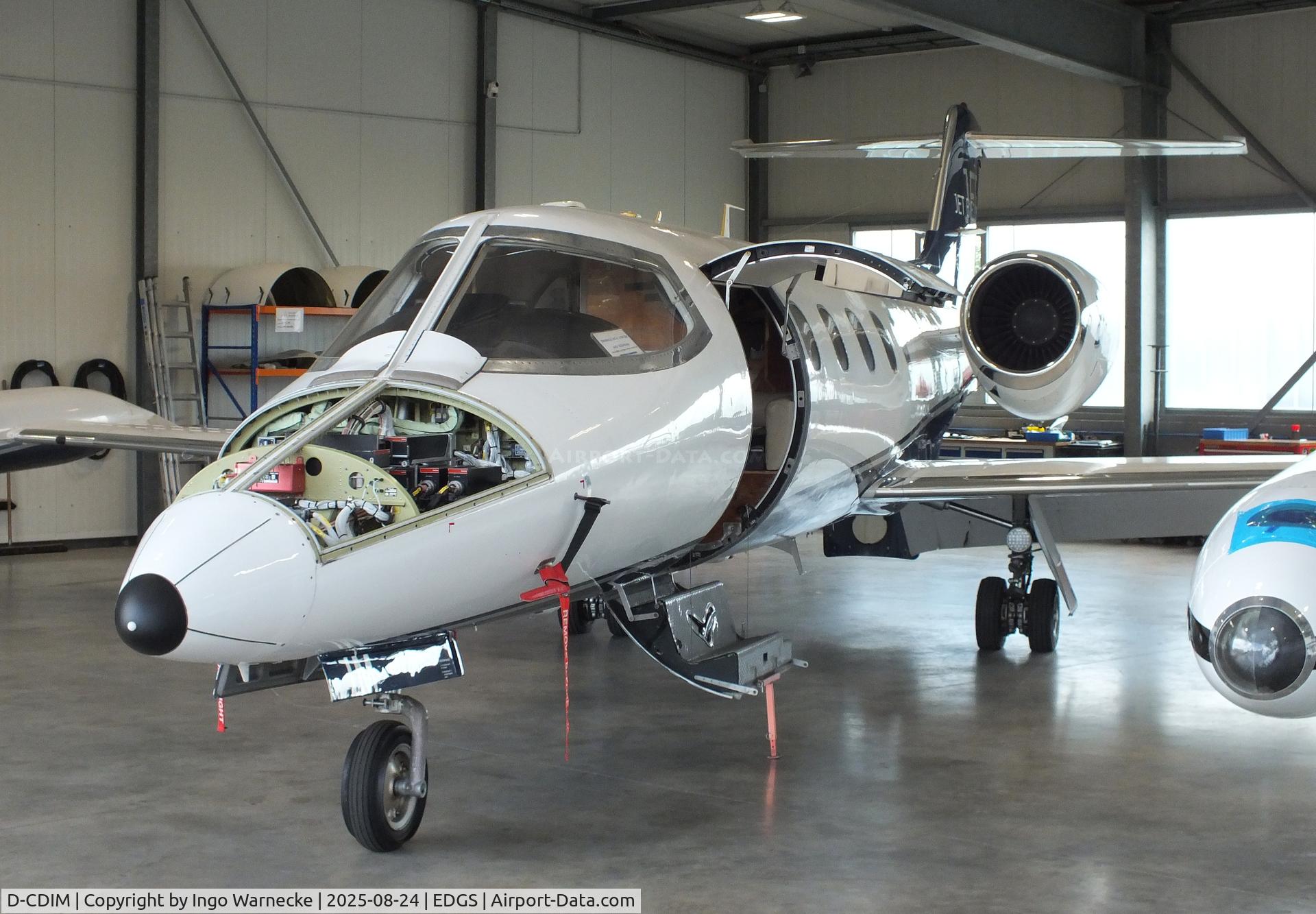 D-CDIM, 1990 Gates Learjet 35A C/N 35-664, Gates Learjet 35A, undergoing maintenance at Siegerlandflughafen (Siegerland airport), Burbach during the 2025 Flughafenfest (airport open day)