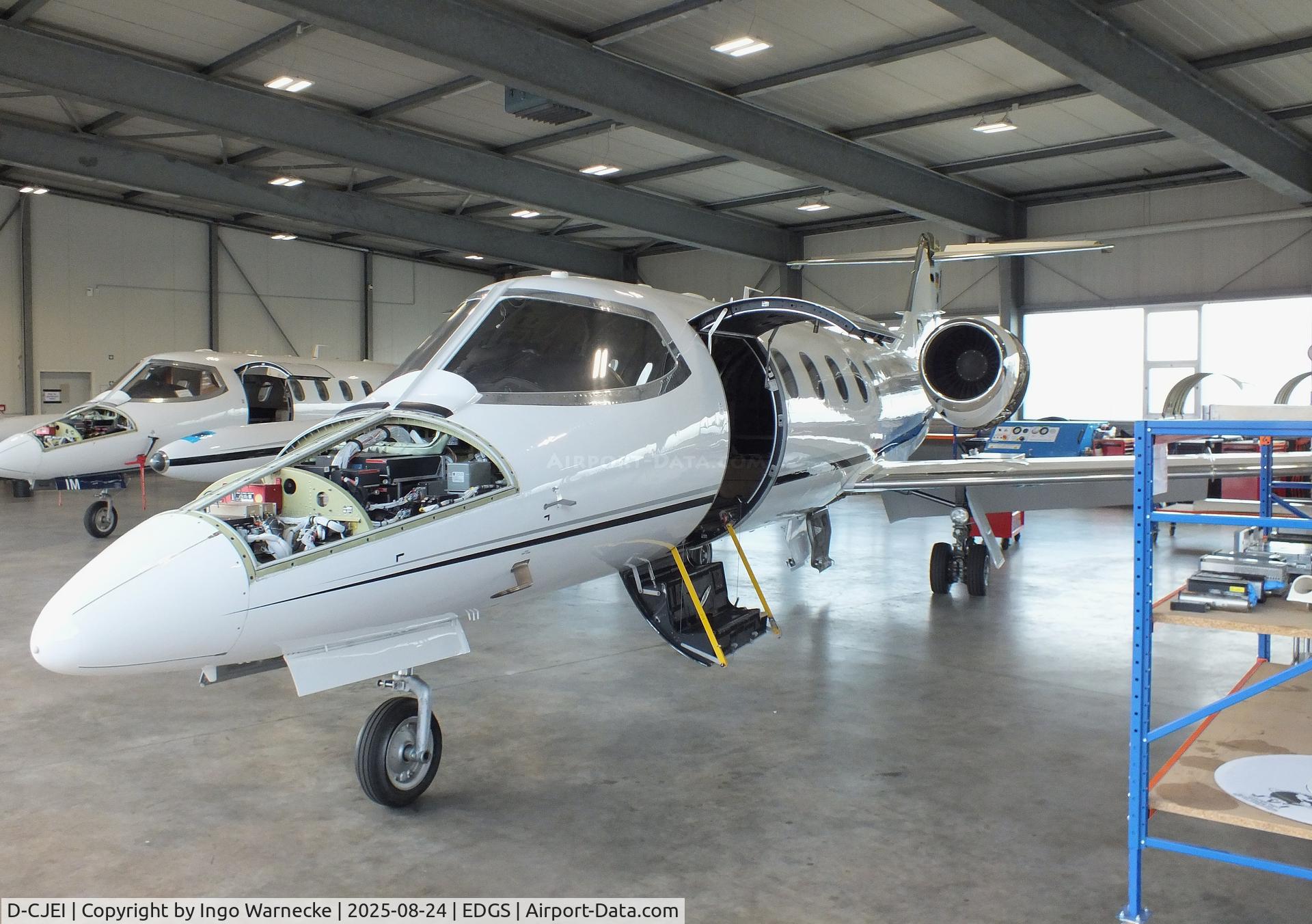 D-CJEI, 1990 Gates Learjet 35A C/N 659, Gates Learjet 35A, undergoing maintenance at Siegerlandflughafen (Siegerland airport), Burbach during the 2025 Flughafenfest (airport open day)