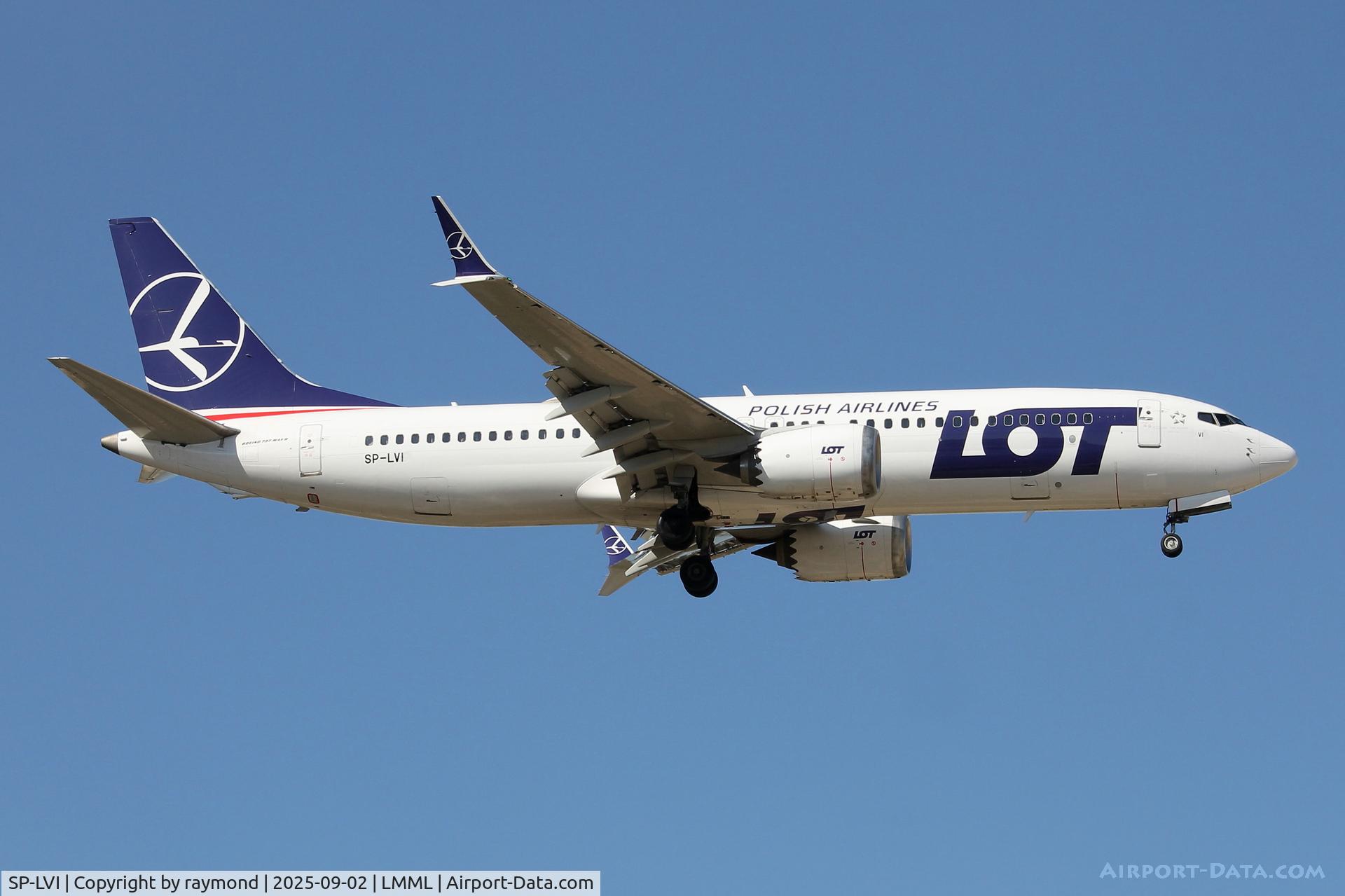 SP-LVI, 2021 Boeing 737-8 MAX C/N 43326, Boeing 737-8 MAX reg SP-LVI of LOT Polish Air Force landing in Malta on a summer scheduled flight from Warsaw.