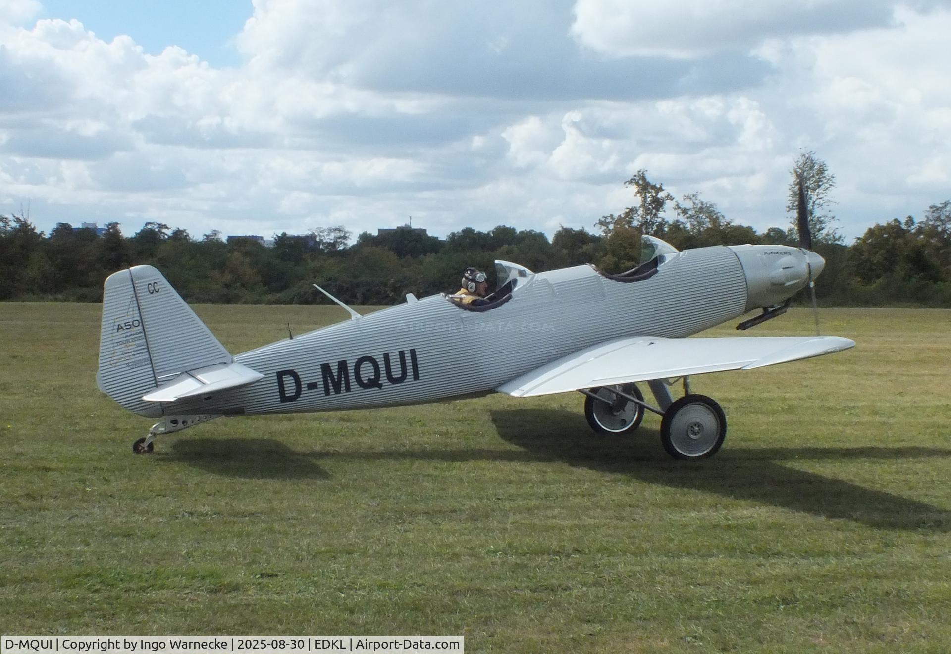 D-MQUI, 2023 Junkers Flugzeugwerke AG A50ci Replica C/N 009, Junkers Flugzeugwerke A 50 ci Junior replica at the 2025 Flugplatzfest Leverkusen airfield display