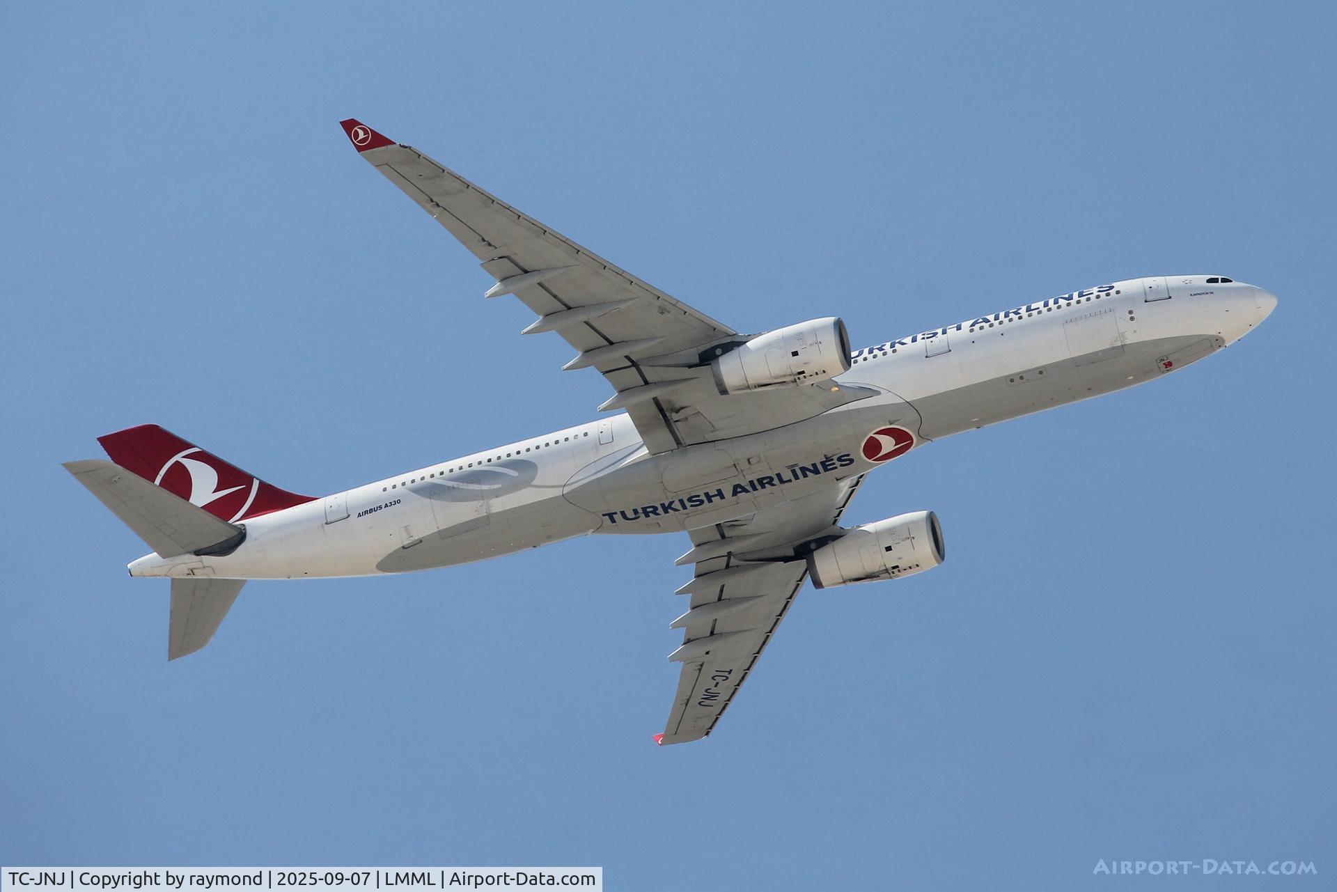 TC-JNJ, 2010 Airbus A330-343X C/N 1170, Turkish Airlines A330-343X reg TC-JNJ departing RW31 from Malta enroute to Istanbul.