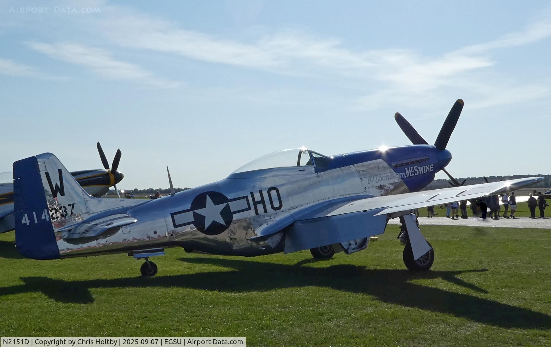 N2151D, 1944 North American F-51D Mustang C/N 122-40196, At the Duxford Battle of Britain Airshow 2025 now owned by Warbird Experiences Ltd., at Biggin Hill.