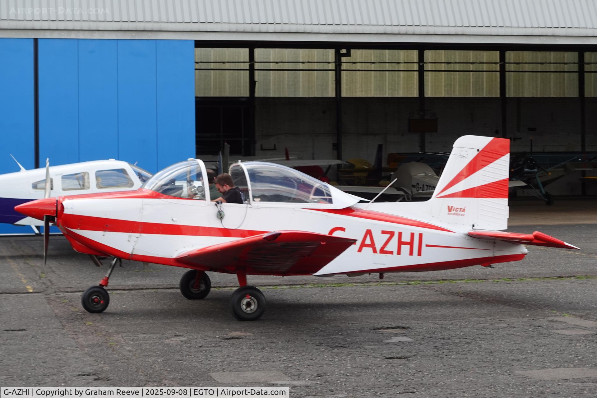 G-AZHI, 1971 AESL Glos-Airtourer Super 150/T5 C/N A540, Just landed at Rochester.