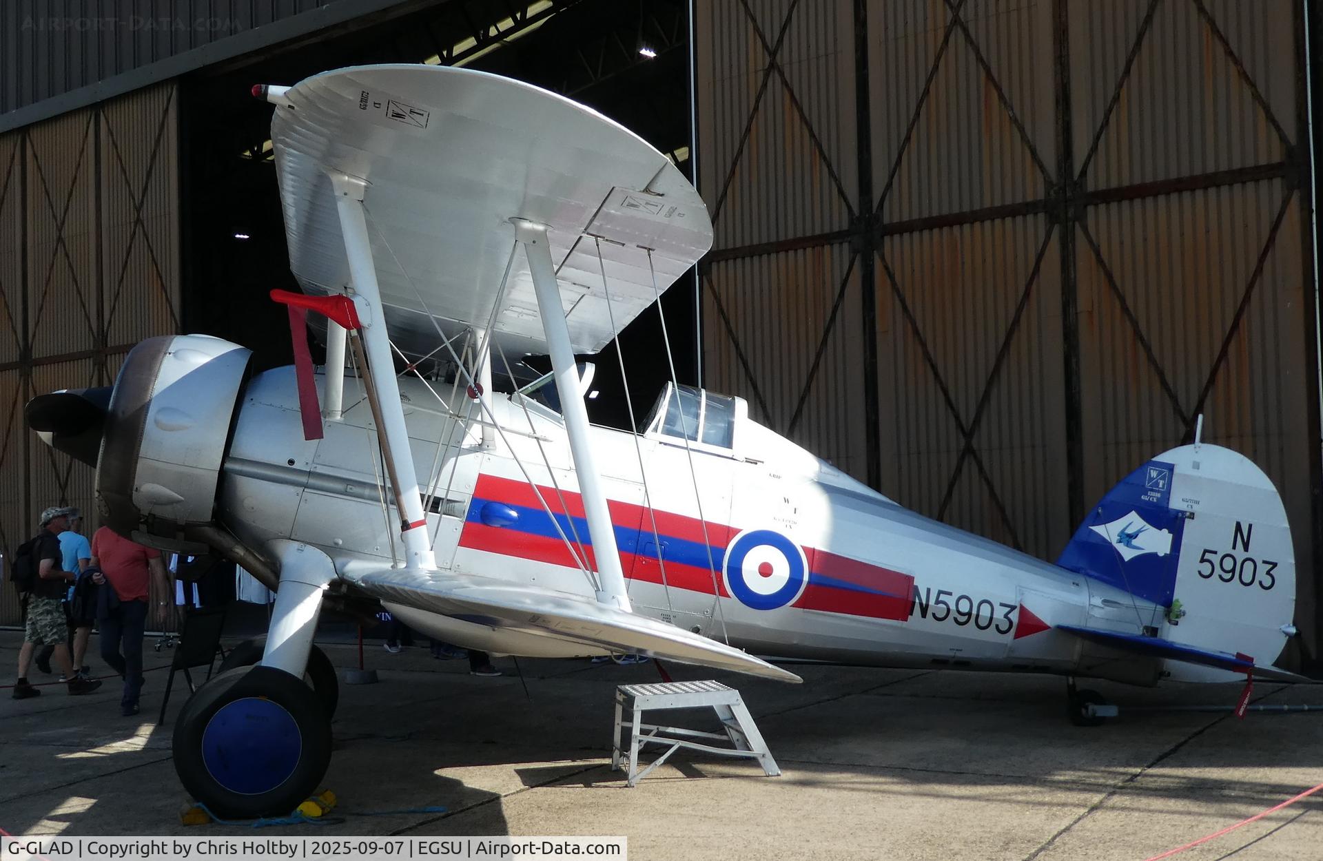 G-GLAD, 1939 Gloster Gladiator Mk2 C/N G5/75751, Outside the hangar for once at Duxford IWM (EGSU)