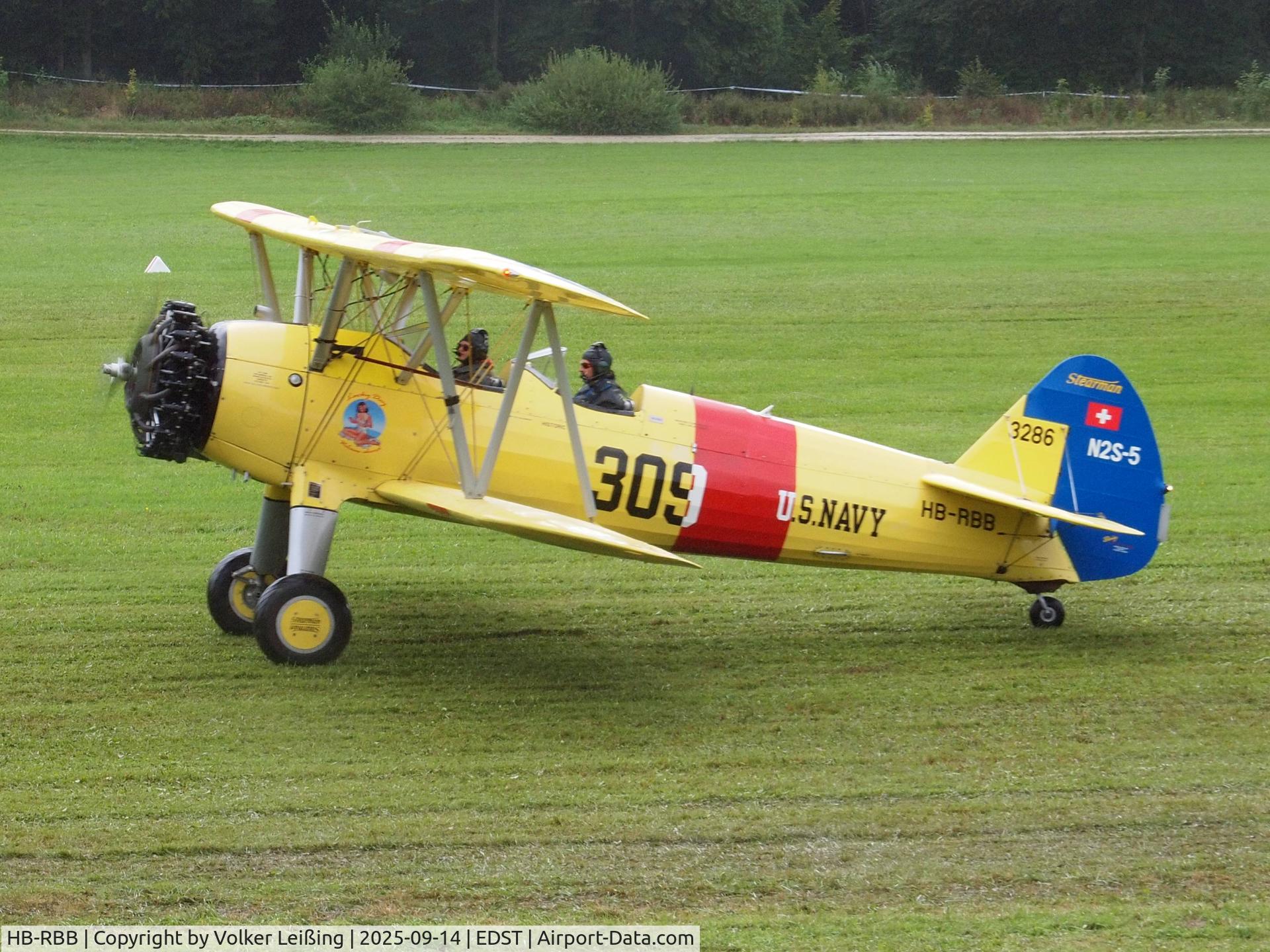 HB-RBB, 1941 Boeing A75N1 C/N 28011, Taxi to runway at 20th OTT Hahnweide 2025 HB-RBB, 1941 Boeing A75N1 C/N 28011, Taxi to runway at 20th OTT Hahnweide 2025