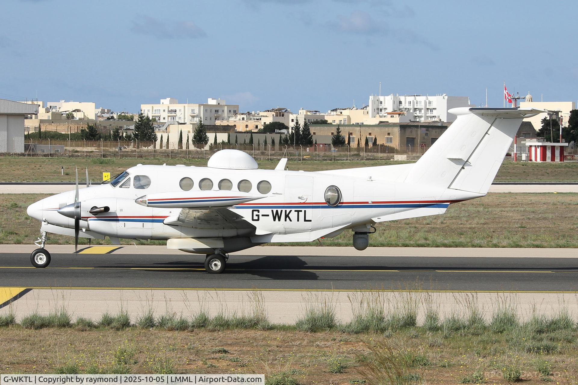 G-WKTL, 1980 Beech 200T Super King Air C/N BT-11, Beech 200T Super King Air reg G-WKTL of Dea Aviation taxing out for departure from Malta.