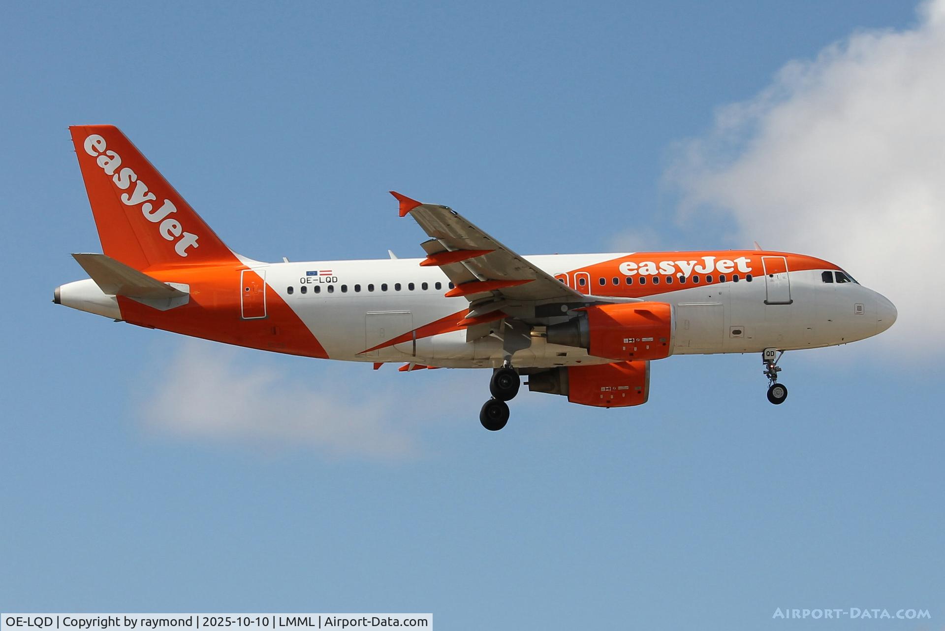 OE-LQD, 2008 Airbus A319-111 C/N 3763, Airbus A319-111 reg OE-LQD of Easyjet Europe landing in Malta.