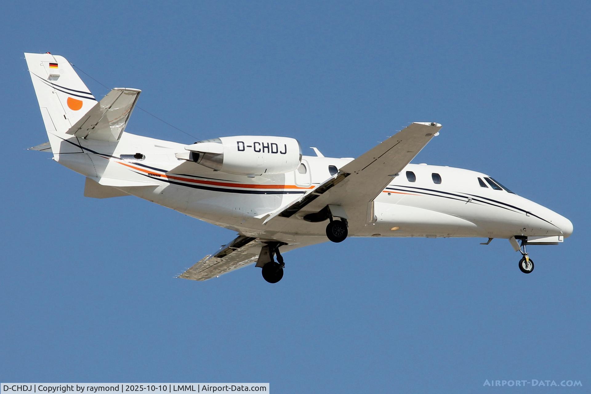 D-CHDJ, 2007 Cessna 560XL Citation XLS C/N 560-5744, Silver Cloud Air Cessna 560XL Citation XLS reg D-CHDJ on final approach for RW13 Malta.