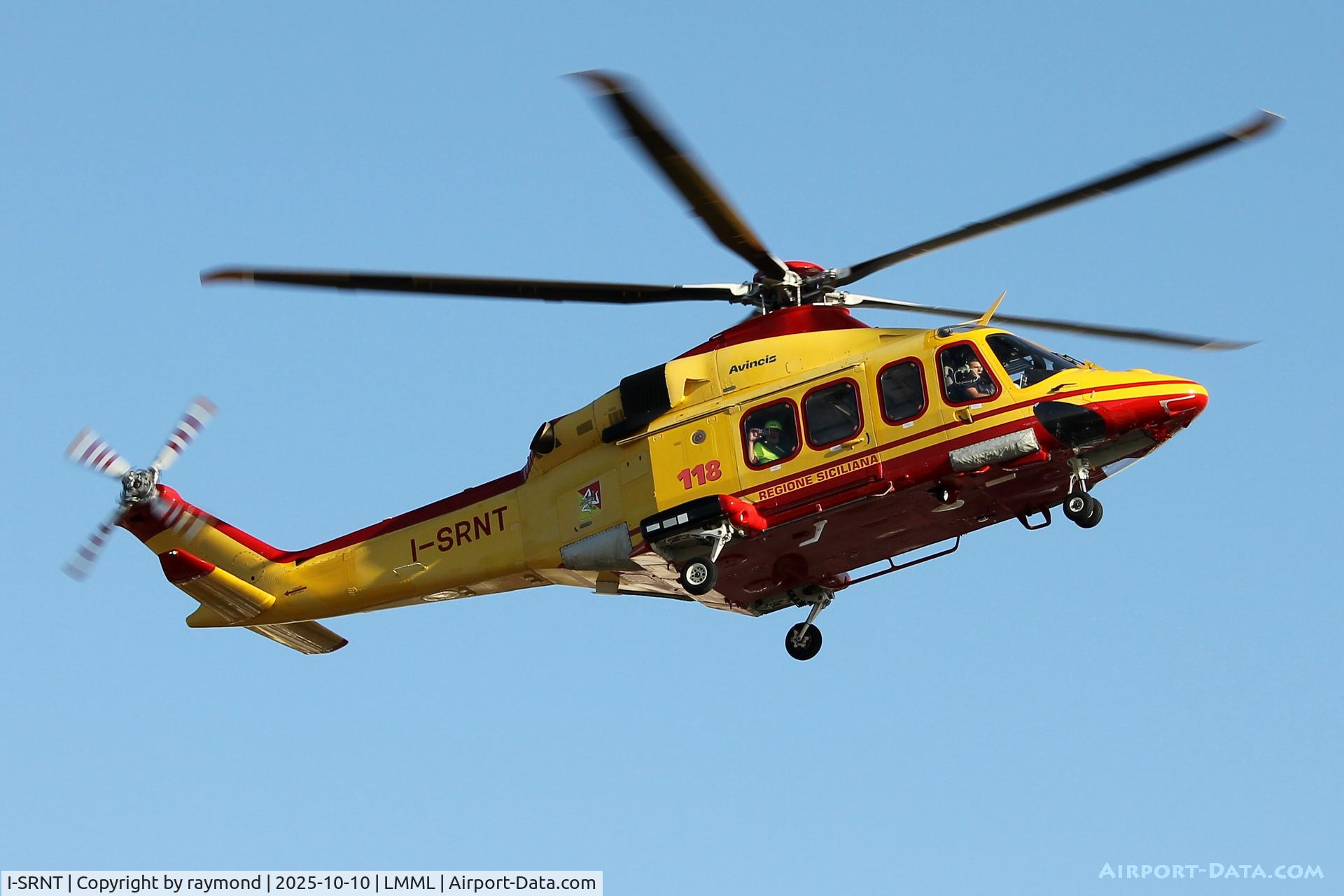 I-SRNT, AgustaWestland AW-139 C/N 31588, AgustaWestland AW-139 of Avincis reg I-SRNT landing on the threshold of RW23 on a Med flight from PAL.