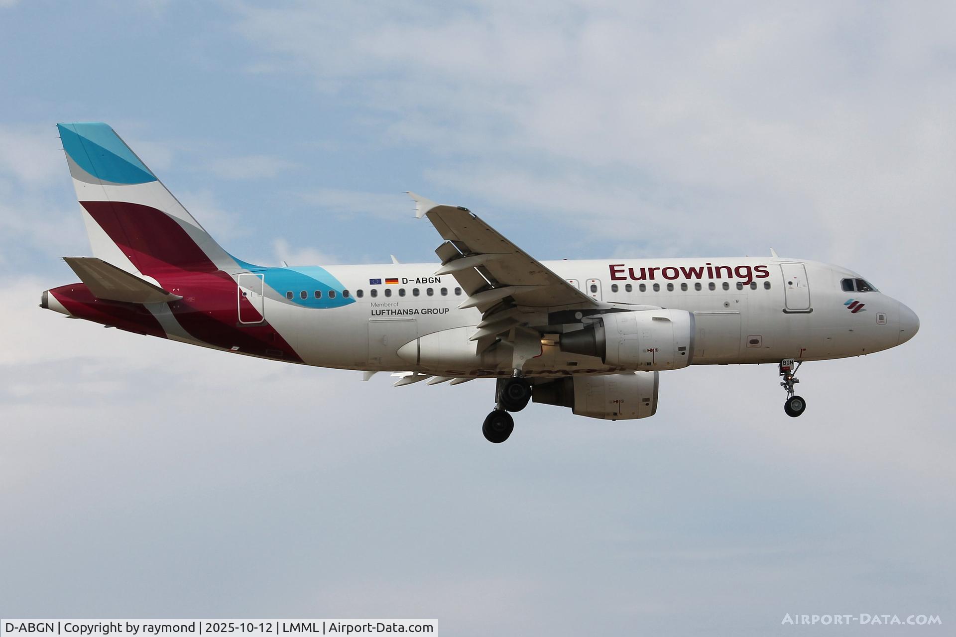 D-ABGN, 2008 Airbus A319-112 C/N 3661, Airbus A319-112 reg D-ABGN of Eurowings landing in Malta.