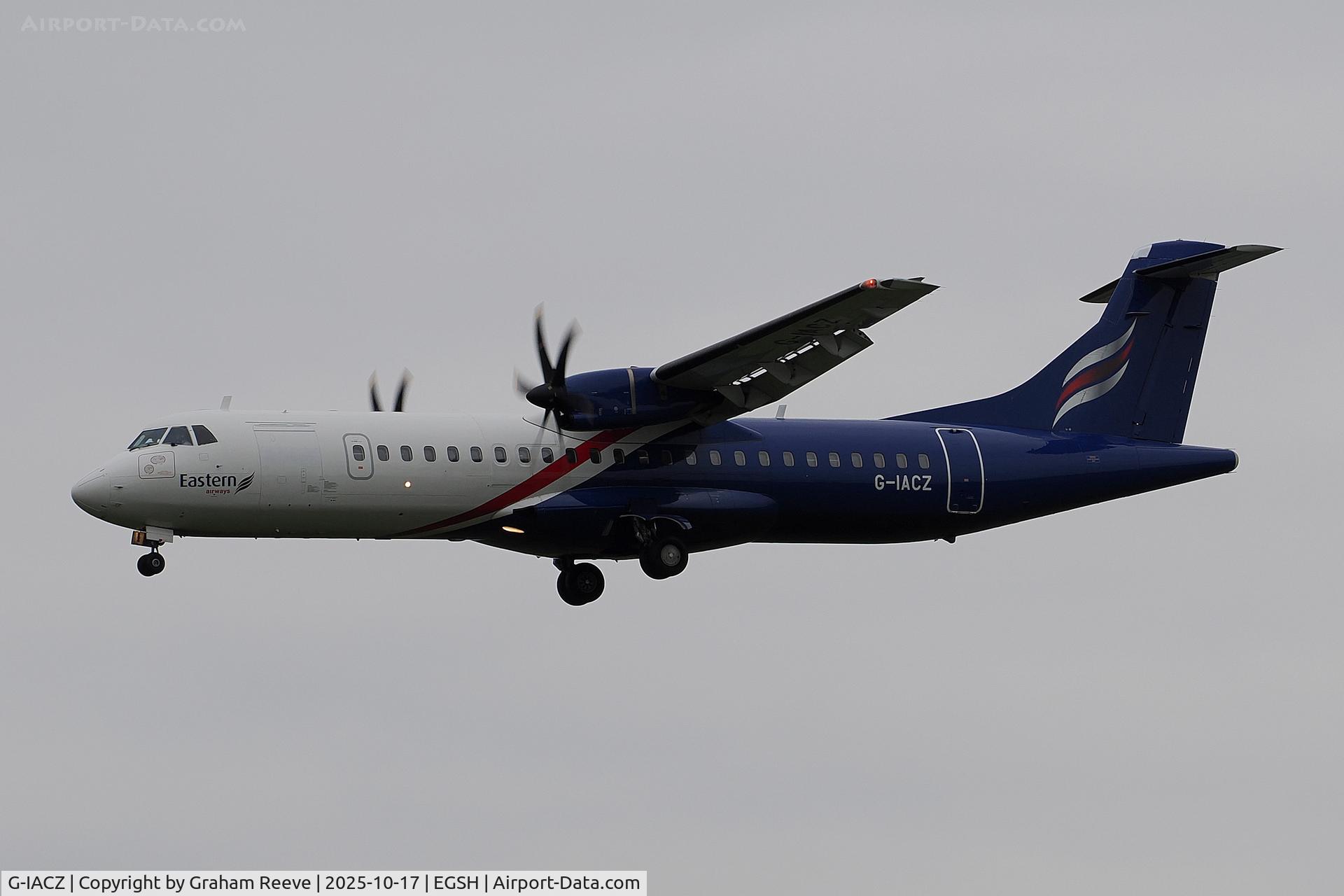 G-IACZ, 2018 ATR 72-212A C/N 1482, Landing at Norwich.