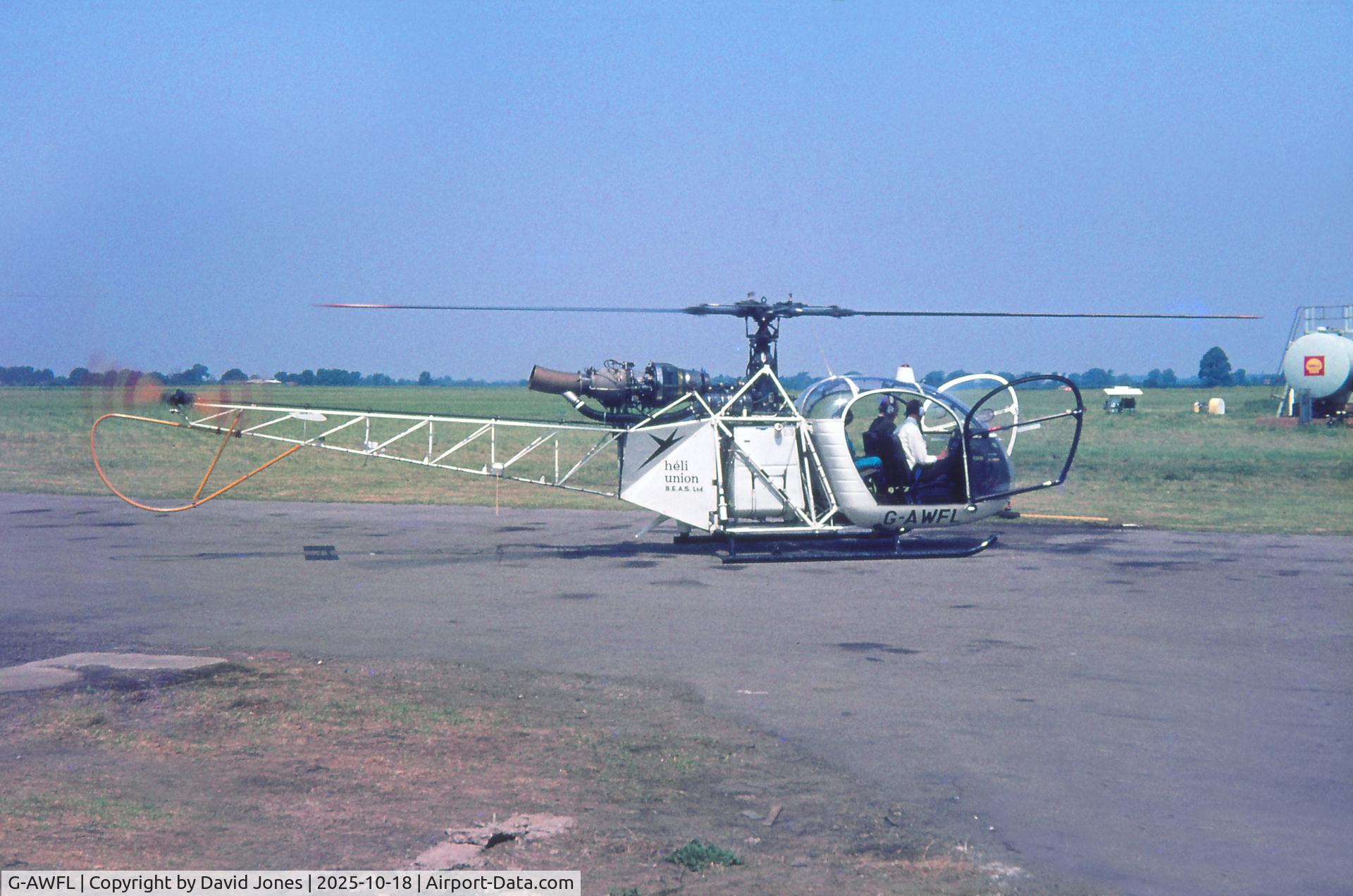 G-AWFL, Aerospatiale SA-318C Alouette II Astazou C/N 1997, Alouette II G-AWFL c1970. Location unknown.