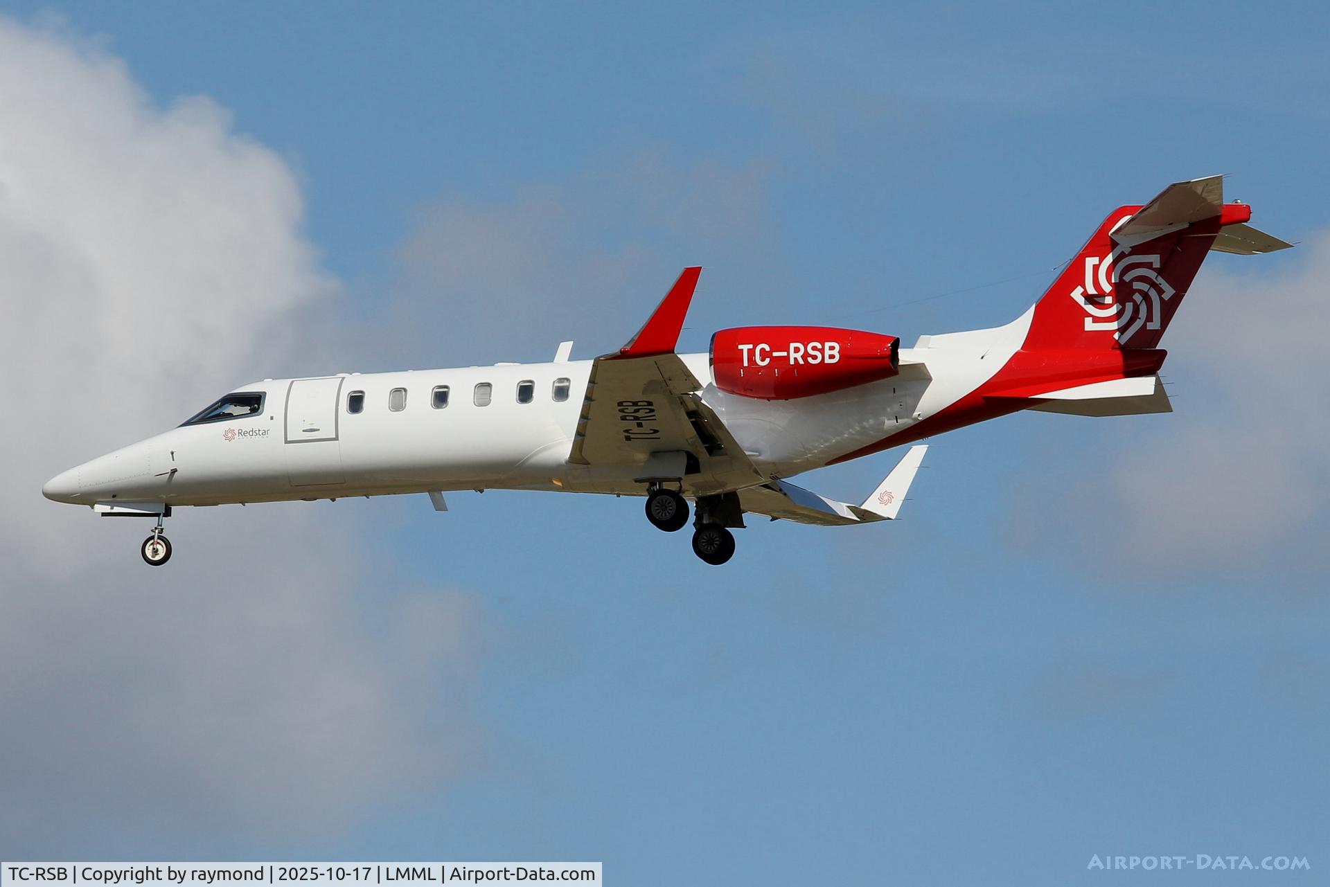 TC-RSB, 2006 Learjet 45 C/N 45-294, Learjet4 45 reg TC-RSB of Red Star Aviation on final approach for RW31 landing in Malta for a technical stop.