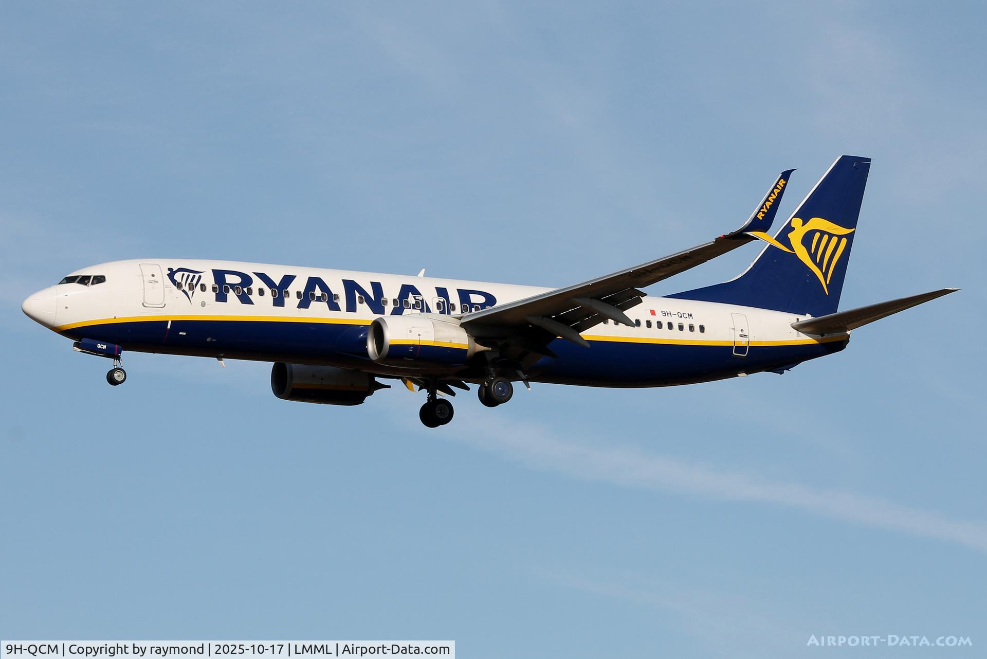 9H-QCM, 2016 Boeing 737-8AS C/N 44737, Boeing 737-8AS reg 9H-QCM of Malta Air landing in Malta.