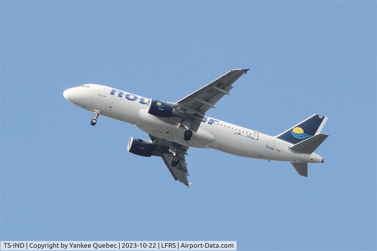 TS-IND, 1992 Airbus A320-212 C/N 348, long approach rwy 21, Nantes-Atlantique airport (LFRS-NTE)