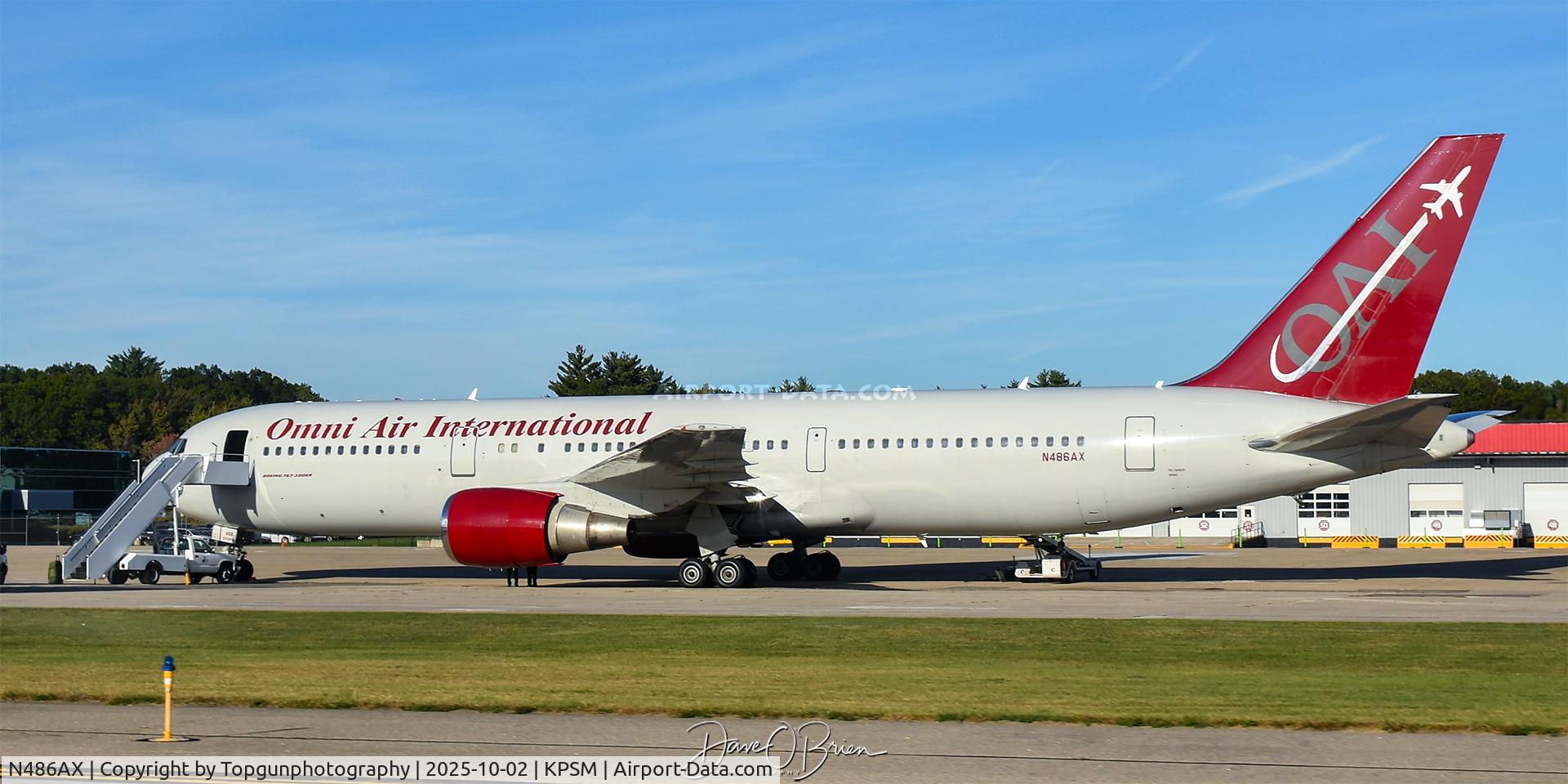 N486AX, 2002 Boeing 767-36N/ER C/N 30843, OMNI making a quick stop N486AX, 2002 Boeing 767-36N/ER C/N 30843, OMNI making a quick stop