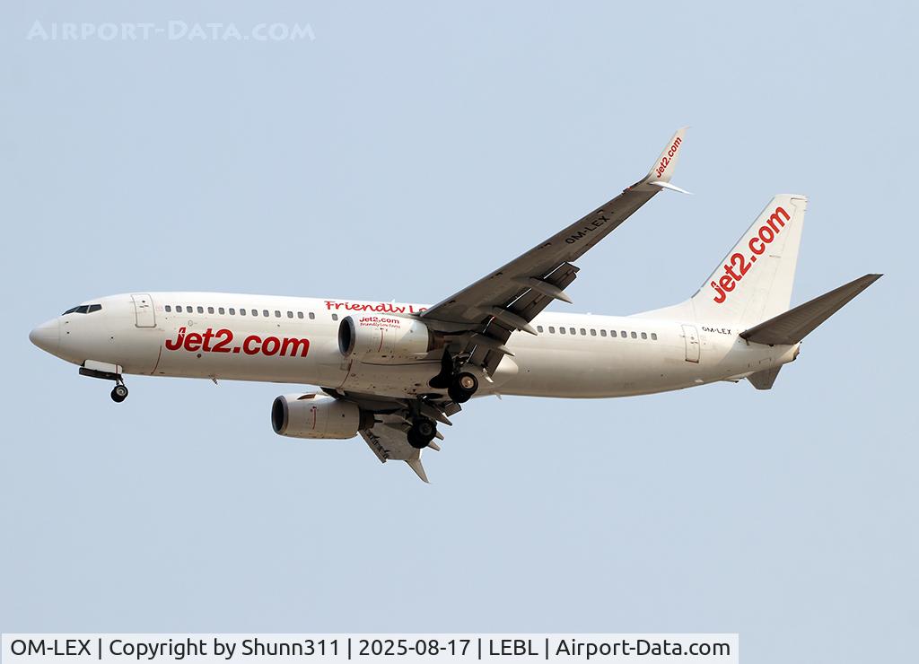 OM-LEX, 2007 Boeing 737-8BK C/N 29642, Landing rwy 24R... Jet2 summer lease... Scimitar winglets mounted OM-LEX, 2007 Boeing 737-8BK C/N 29642, Landing rwy 24R... Jet2 summer lease... Scimitar winglets mounted