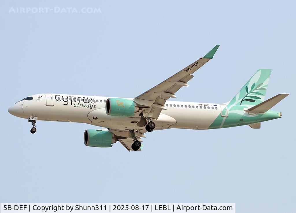 5B-DEF, 2025 Airbus A220-300 C/N 55344, Landing rwy 24R