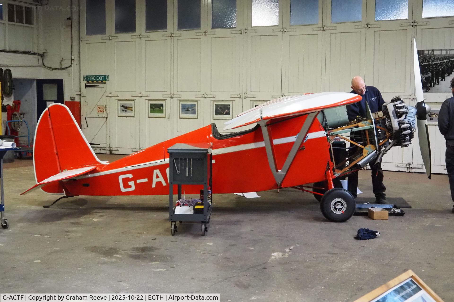G-ACTF, 1932 Comper CLA-7 Swift C/N S32/9, On display at the Shuttleworth Collection, Old Warden.  G-ACTF, 1932 Comper CLA-7 Swift C/N S32/9, On display at the Shuttleworth Collection, Old Warden.