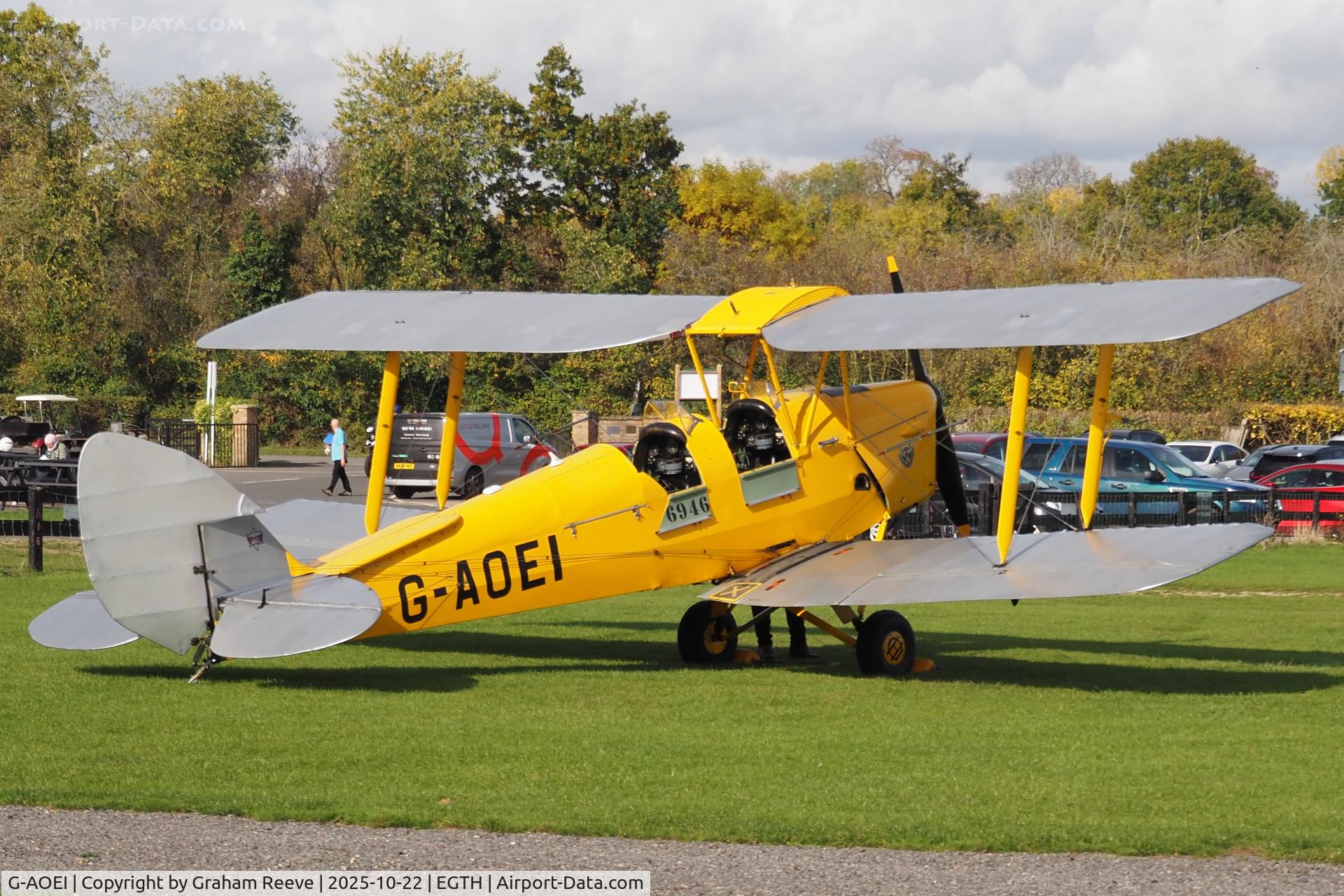 G-AOEI, 1939 De Havilland DH-82A Tiger Moth II C/N 82196/N6946, Parked at Old Warden. G-AOEI, 1939 De Havilland DH-82A Tiger Moth II C/N 82196/N6946, Parked at Old Warden.