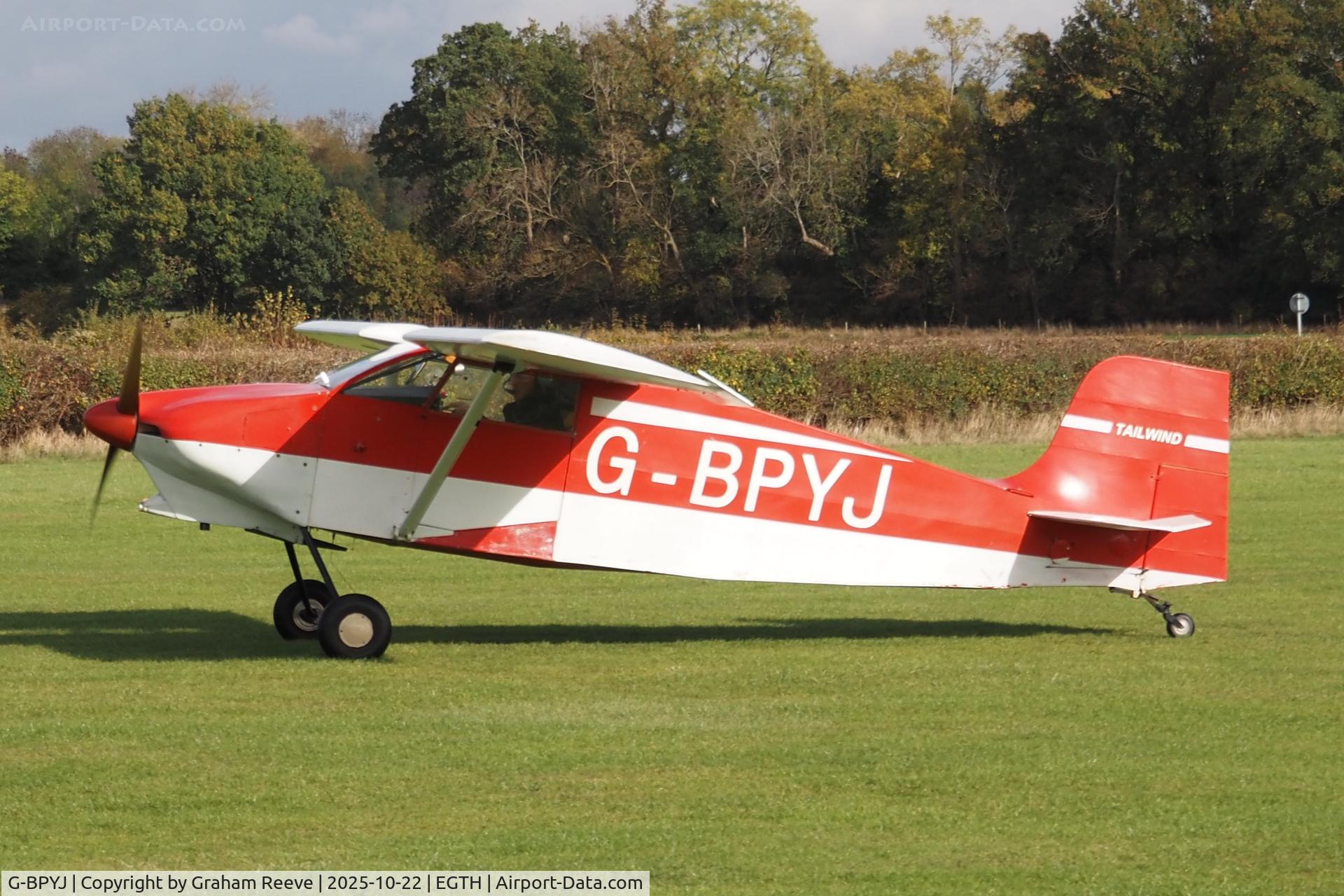 G-BPYJ, 1990 Wittman W-8 Tailwind C/N PFA 031-11028, Just landed at Old Warden. G-BPYJ, 1990 Wittman W-8 Tailwind C/N PFA 031-11028, Just landed at Old Warden.