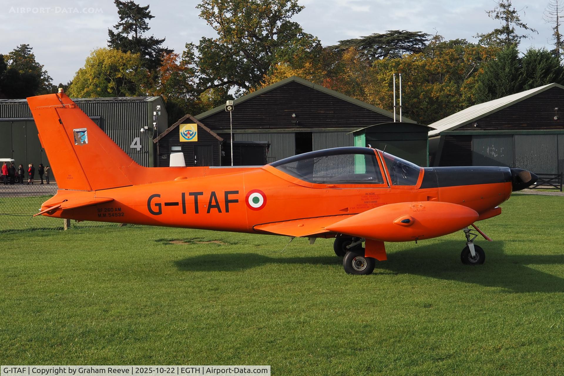 G-ITAF, 1983 SIAI-Marchetti SF-260AM C/N 40-013/690, Parked at Old Warden.